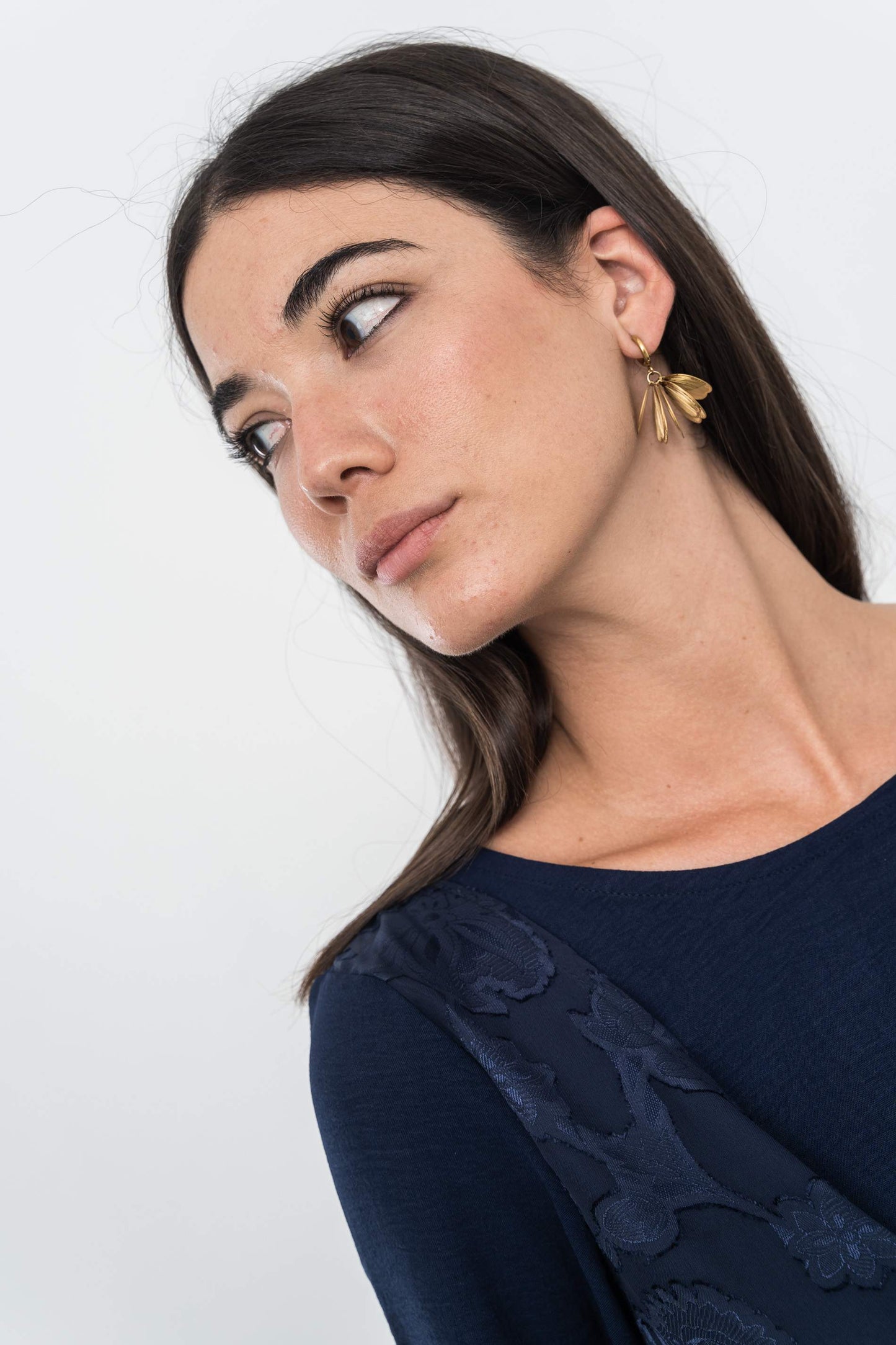 BLUSA EFECTO CRUZADO COMBINADA MARINO - Imagen 2