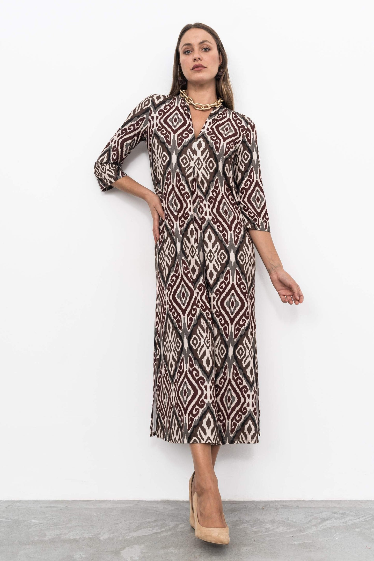 VESTIDO LARGO PLIEGUE AZTECA - Imagen 5