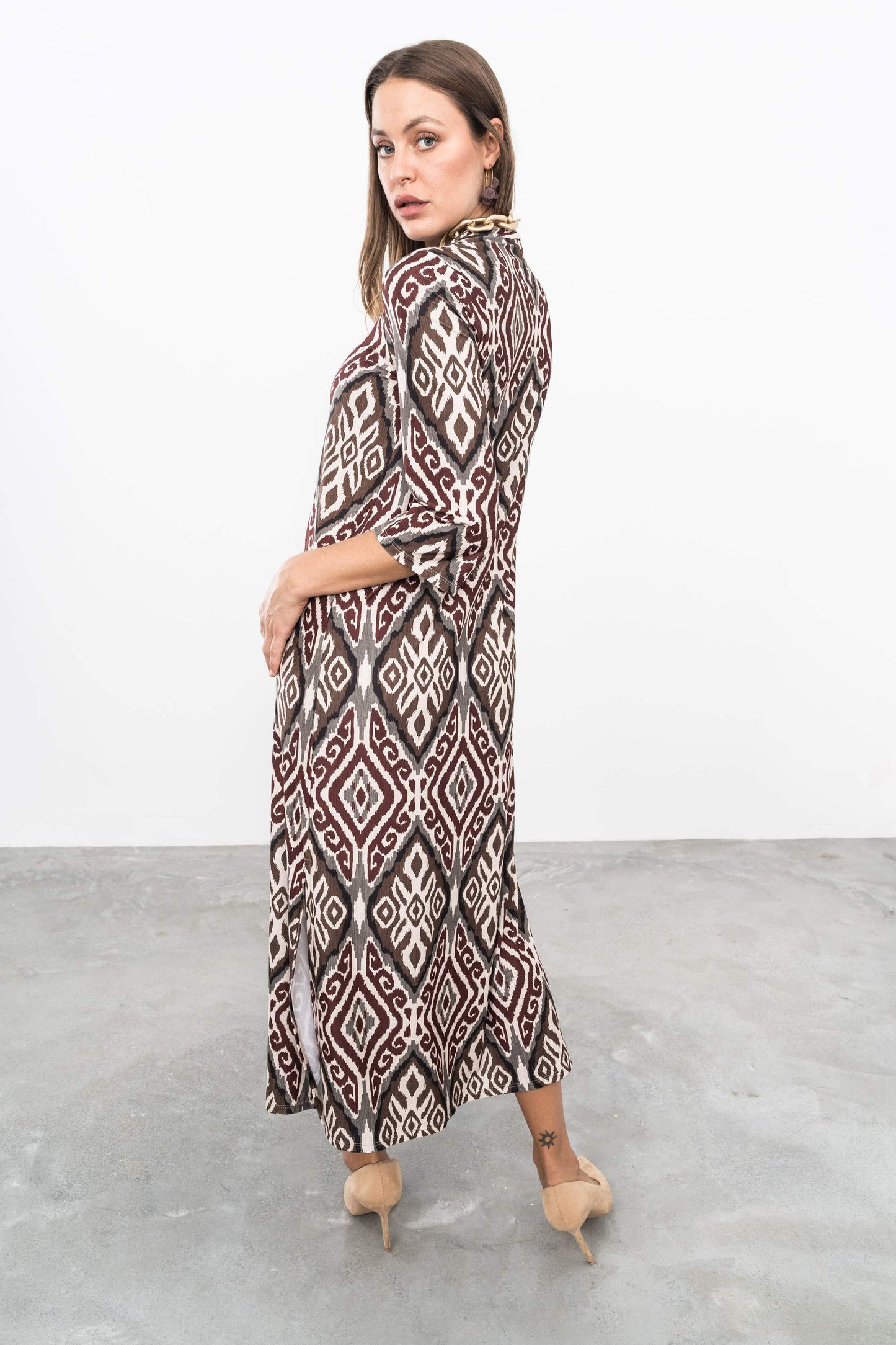 VESTIDO LARGO PLIEGUE AZTECA - Imagen 6