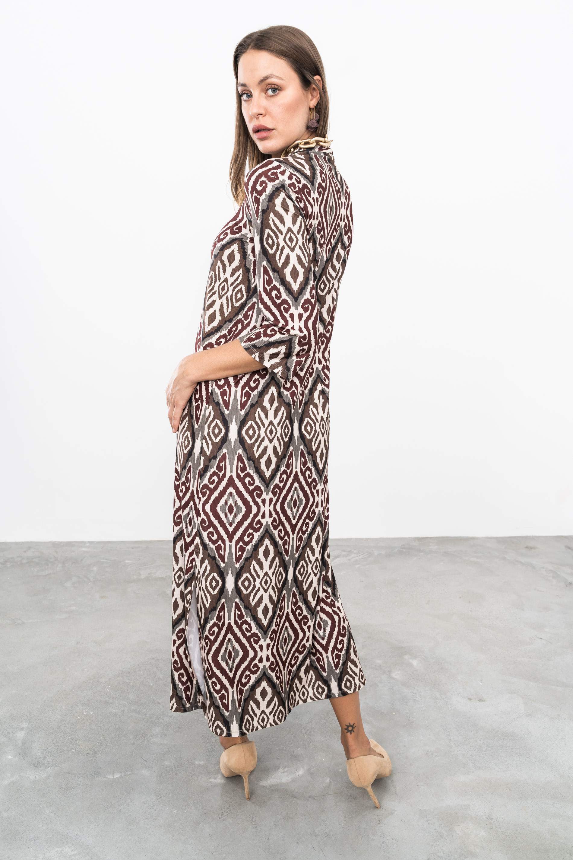 VESTIDO LARGO PLIEGUE AZTECA - Imagen 6