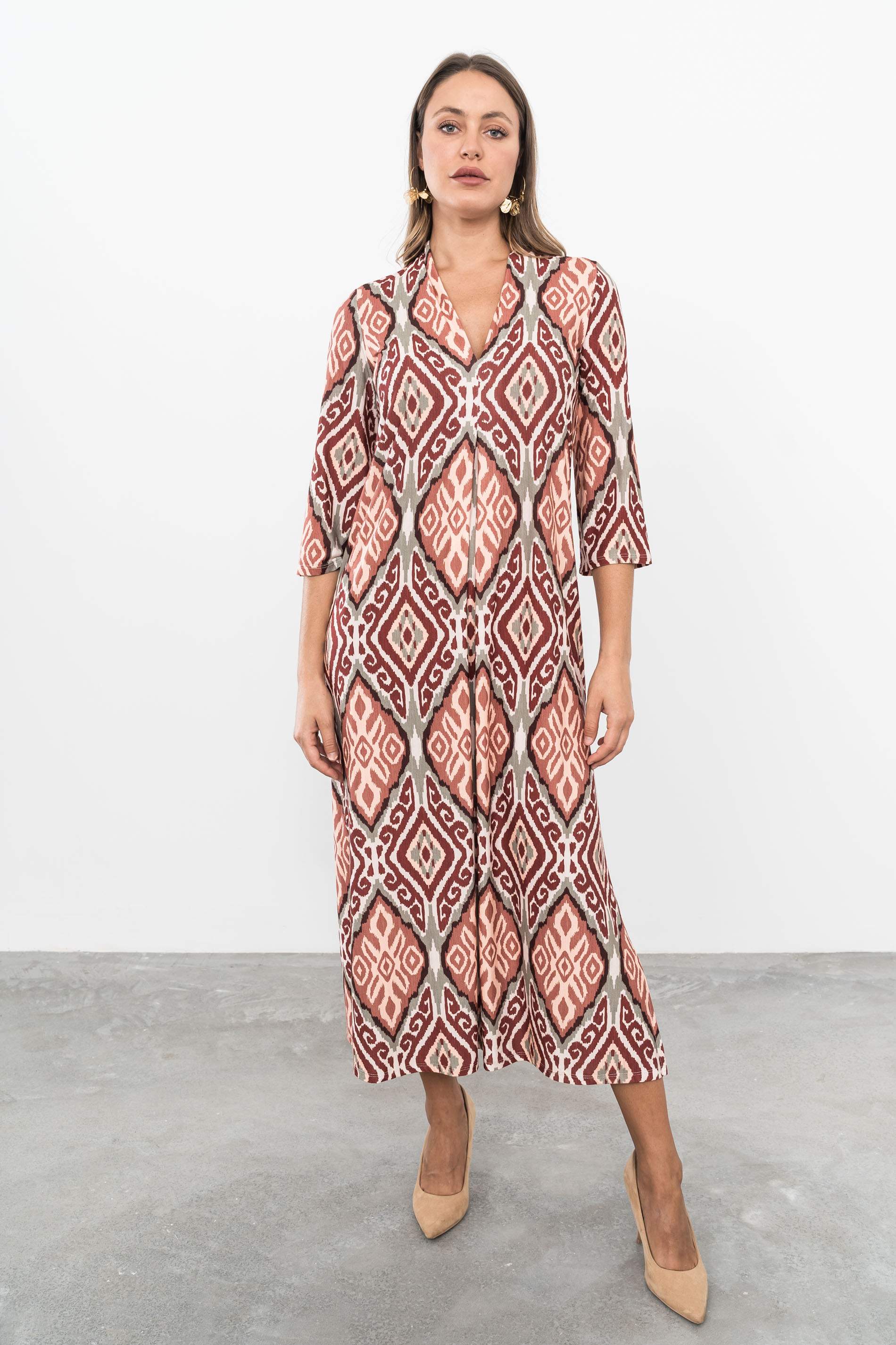 VESTIDO LARGO PLIEGUE AZTECA CALDERA - Imagen 7