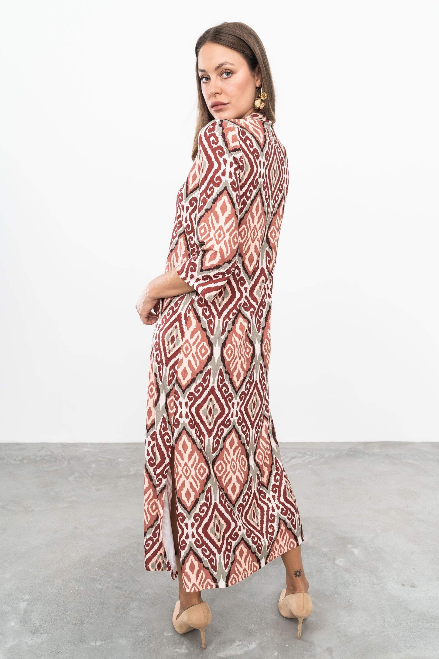 VESTIDO LARGO PLIEGUE AZTECA CALDERA - Imagen 8