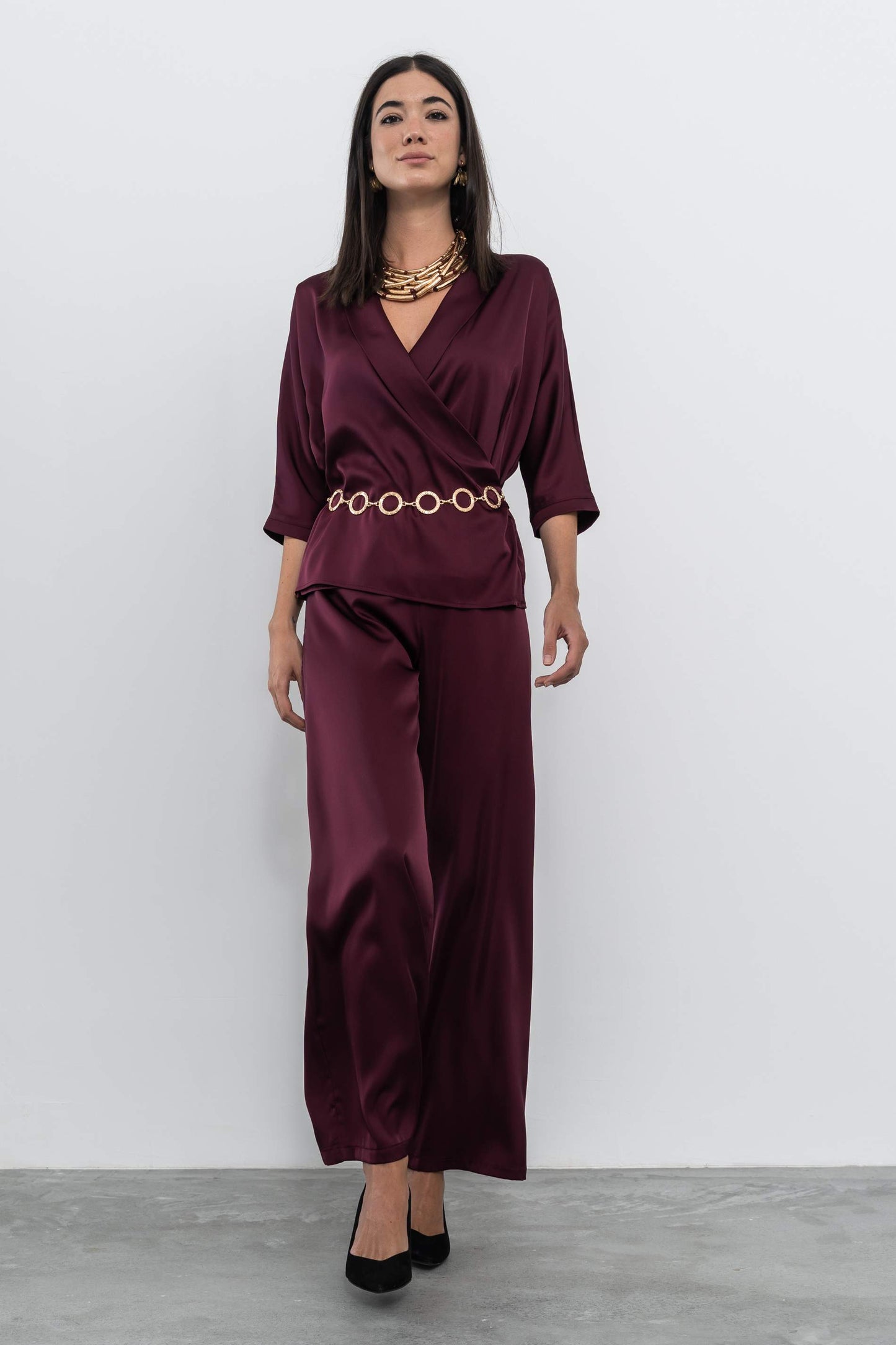 PANTALON SATINADO GRANATE