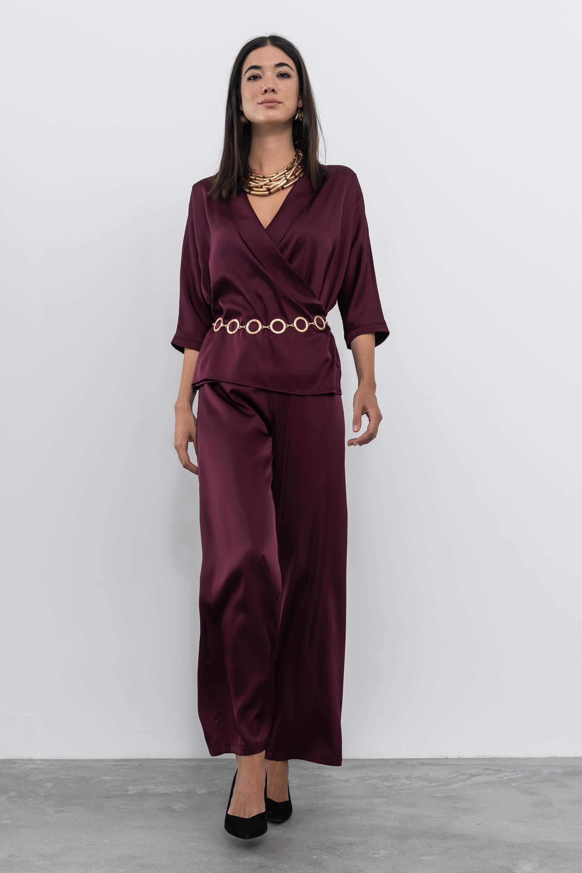 PANTALON SATINADO GRANATE