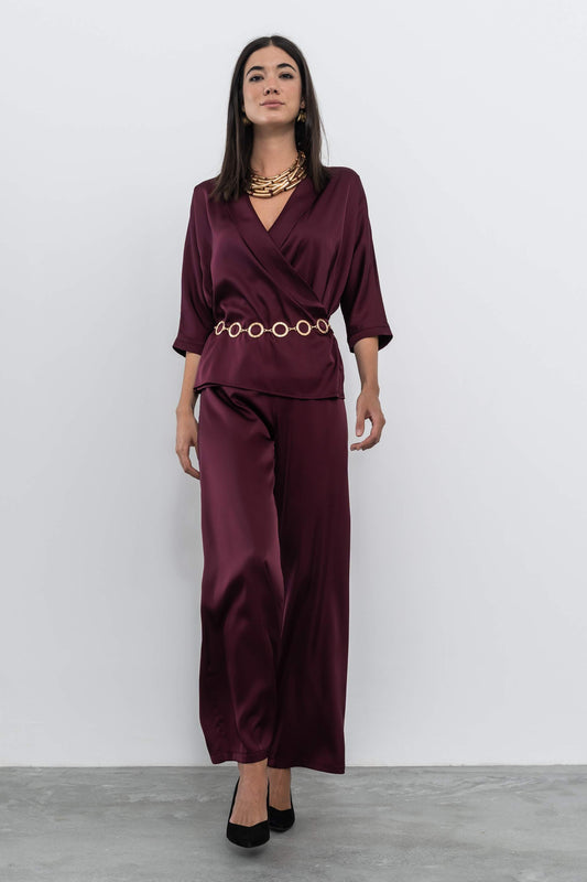 PANTALON SATINADO GRANATE