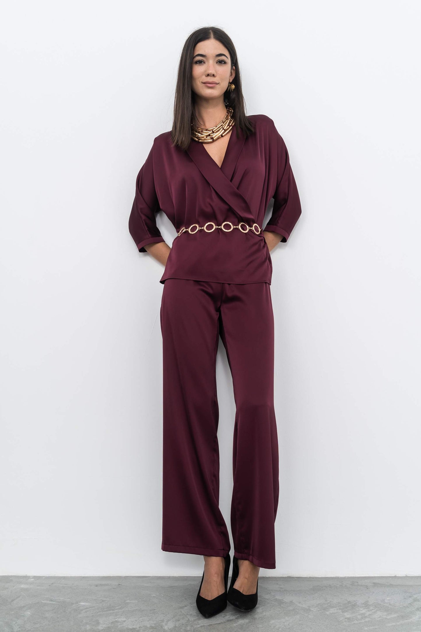 PANTALON SATINADO GRANATE - Imagen 5