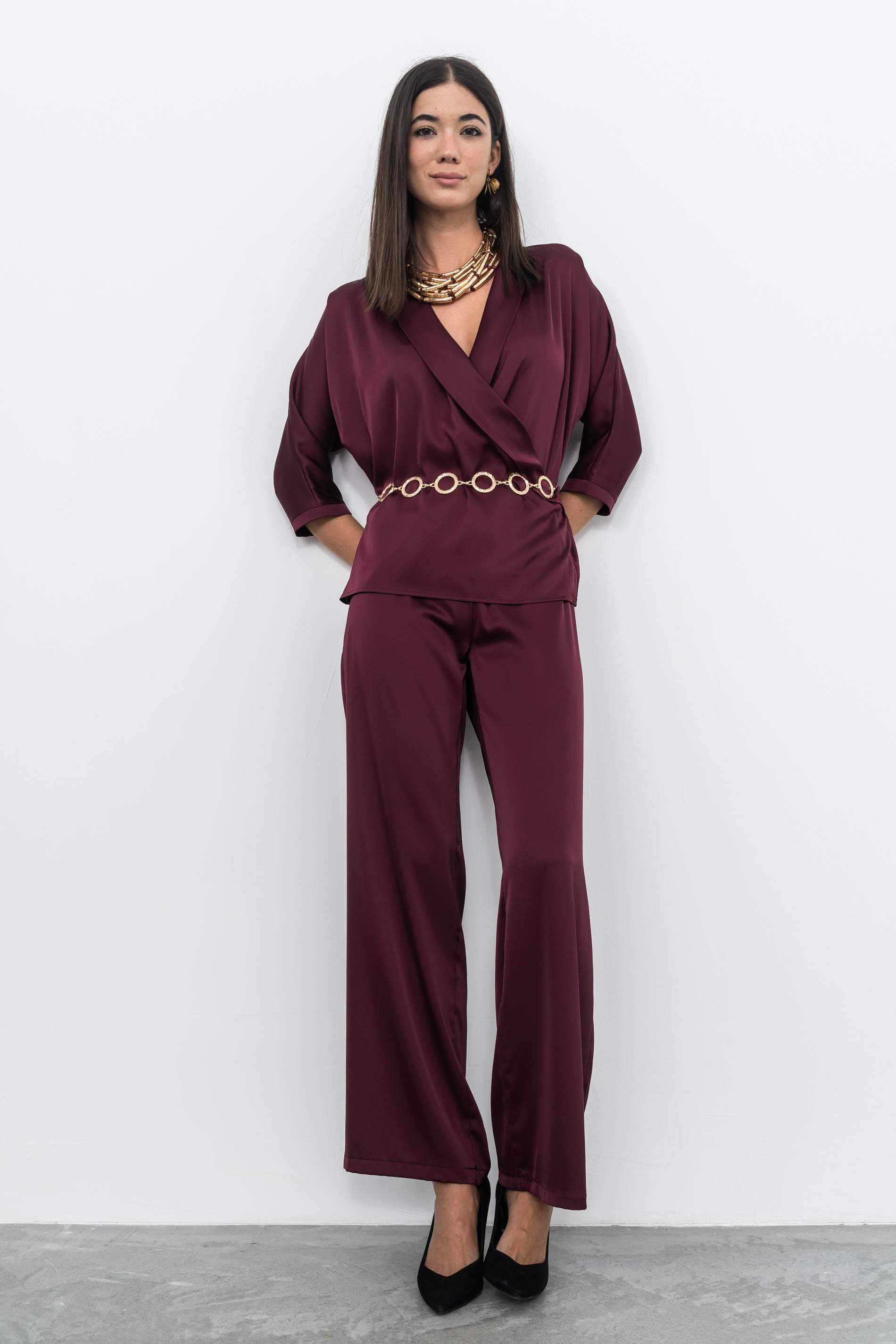 PANTALON SATINADO GRANATE - Imagen 5
