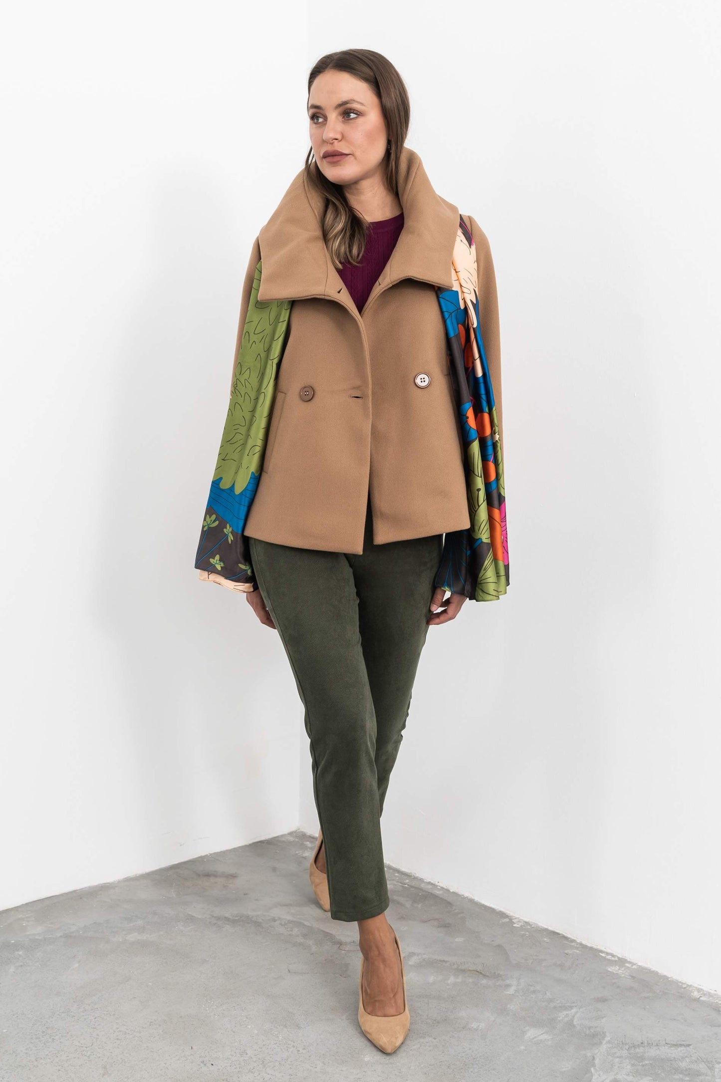 CHAQUETON CUELLO VUELTO BEIGE - Imagen 7
