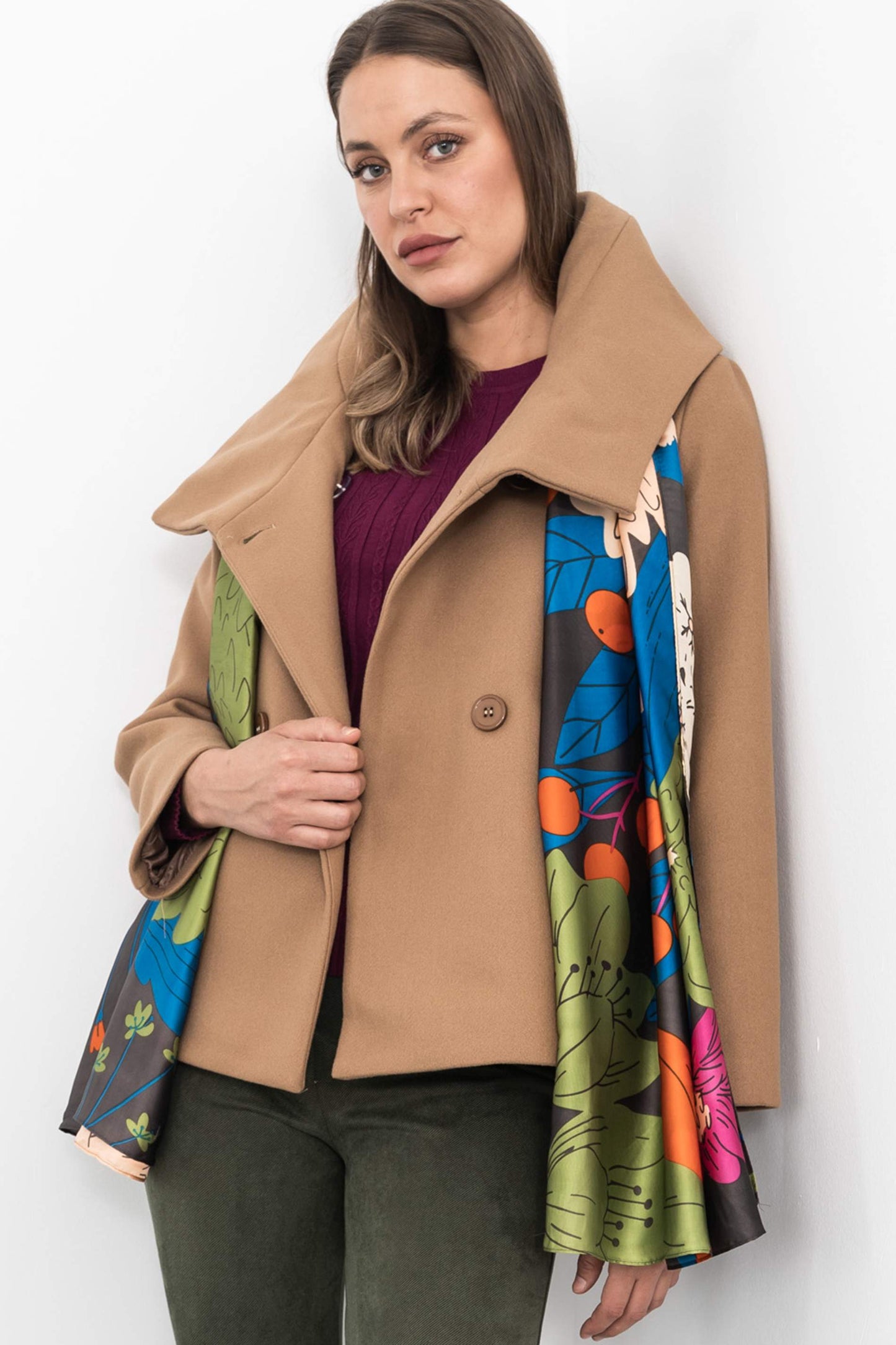 CHAQUETON CUELLO VUELTO BEIGE - Imagen 8