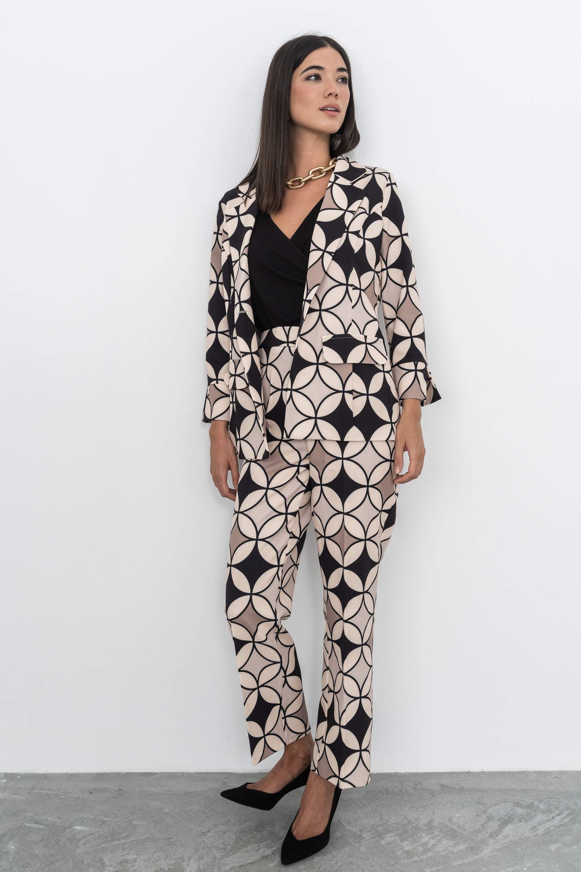 PANTALON ESTAMPADO CIRCULOS NEGRO
