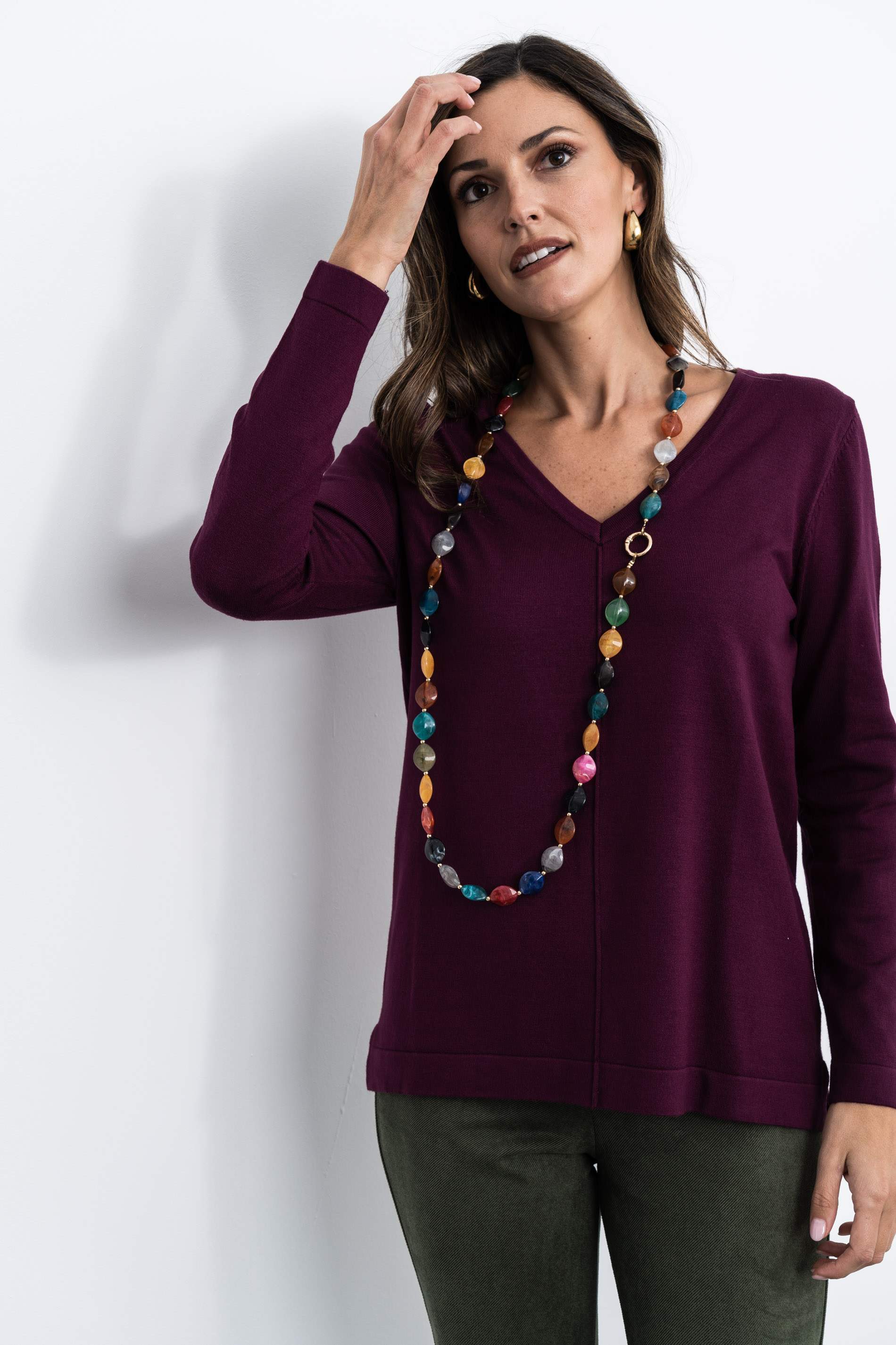 JERSEY CUELLO PICO NERVIO CENTRAL BERENJENA - Imagen 6