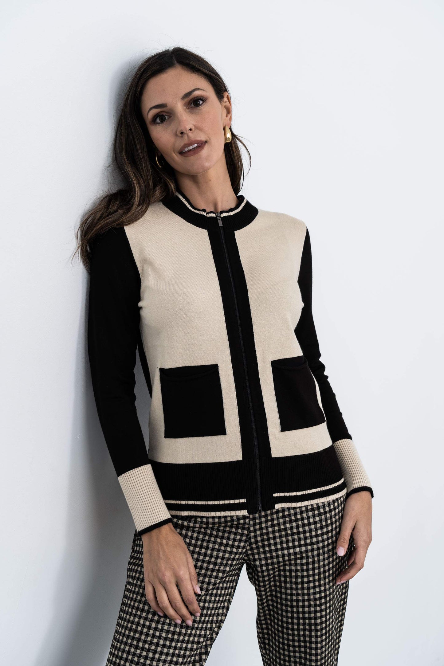 CHAQUETA CREMALLERA BLOSQUES NEGRO - Imagen 2