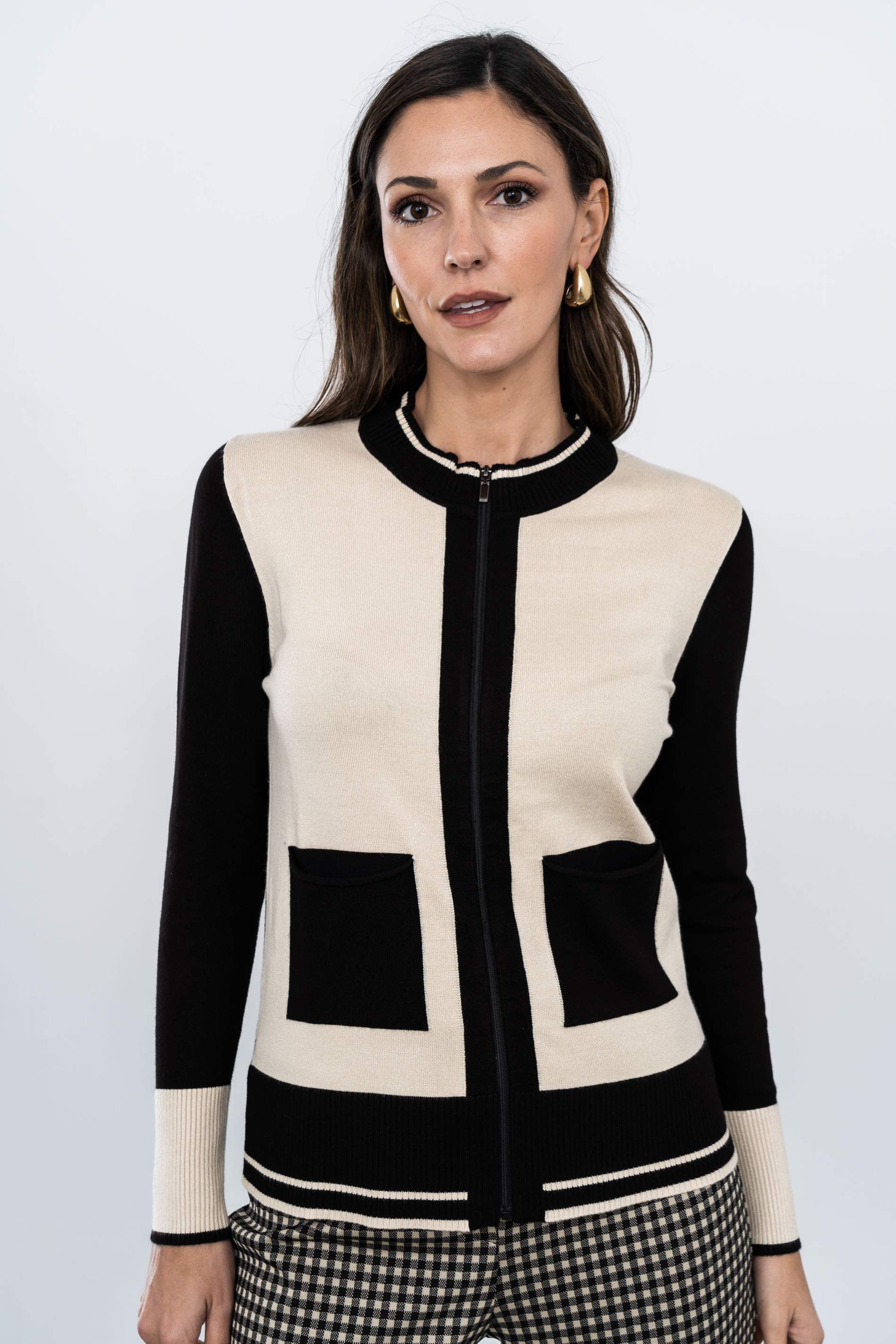 CHAQUETA CREMALLERA BLOSQUES NEGRO - Imagen 7