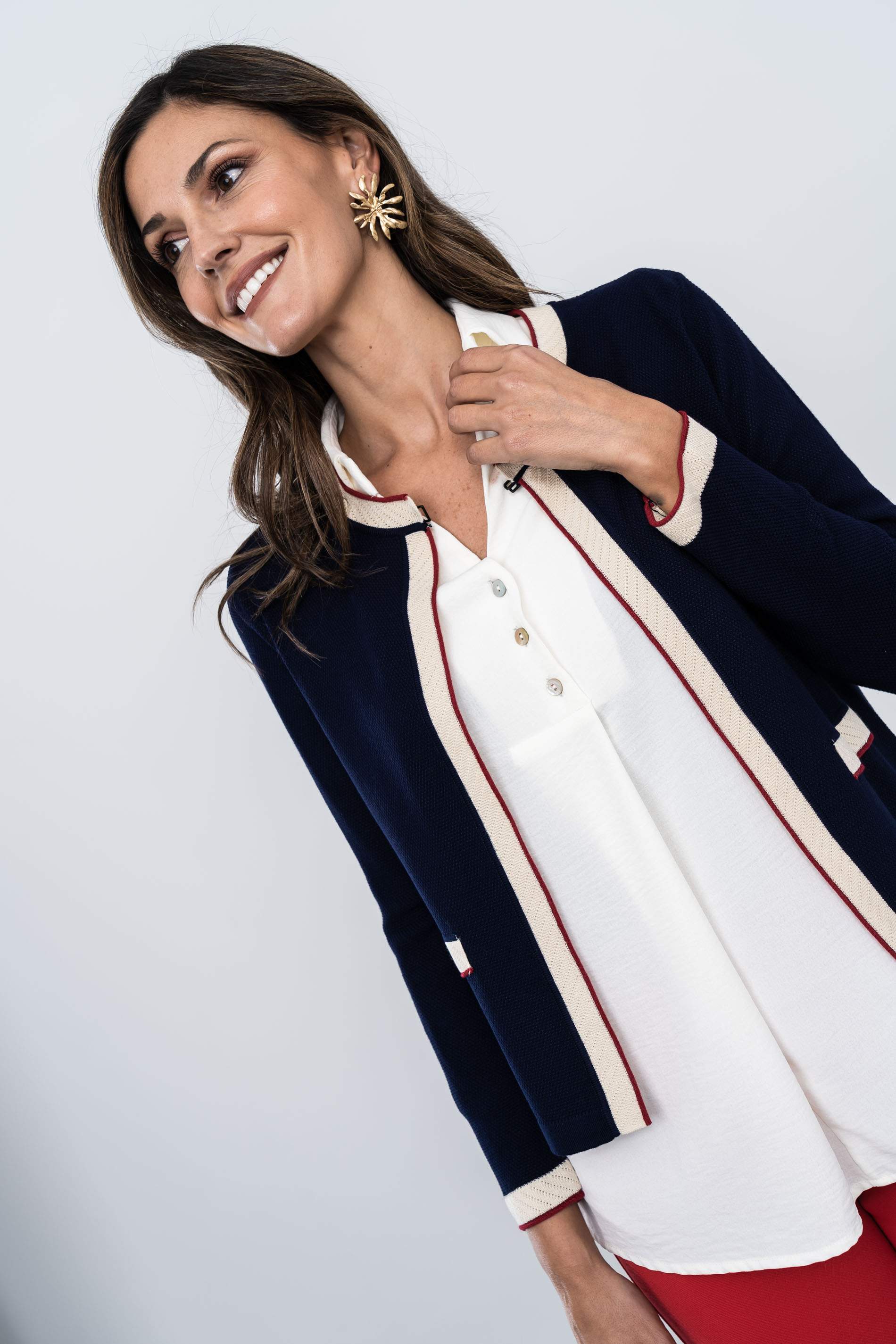 CHAQUETA VIVOS COMBINADOS MARINO - Imagen 6