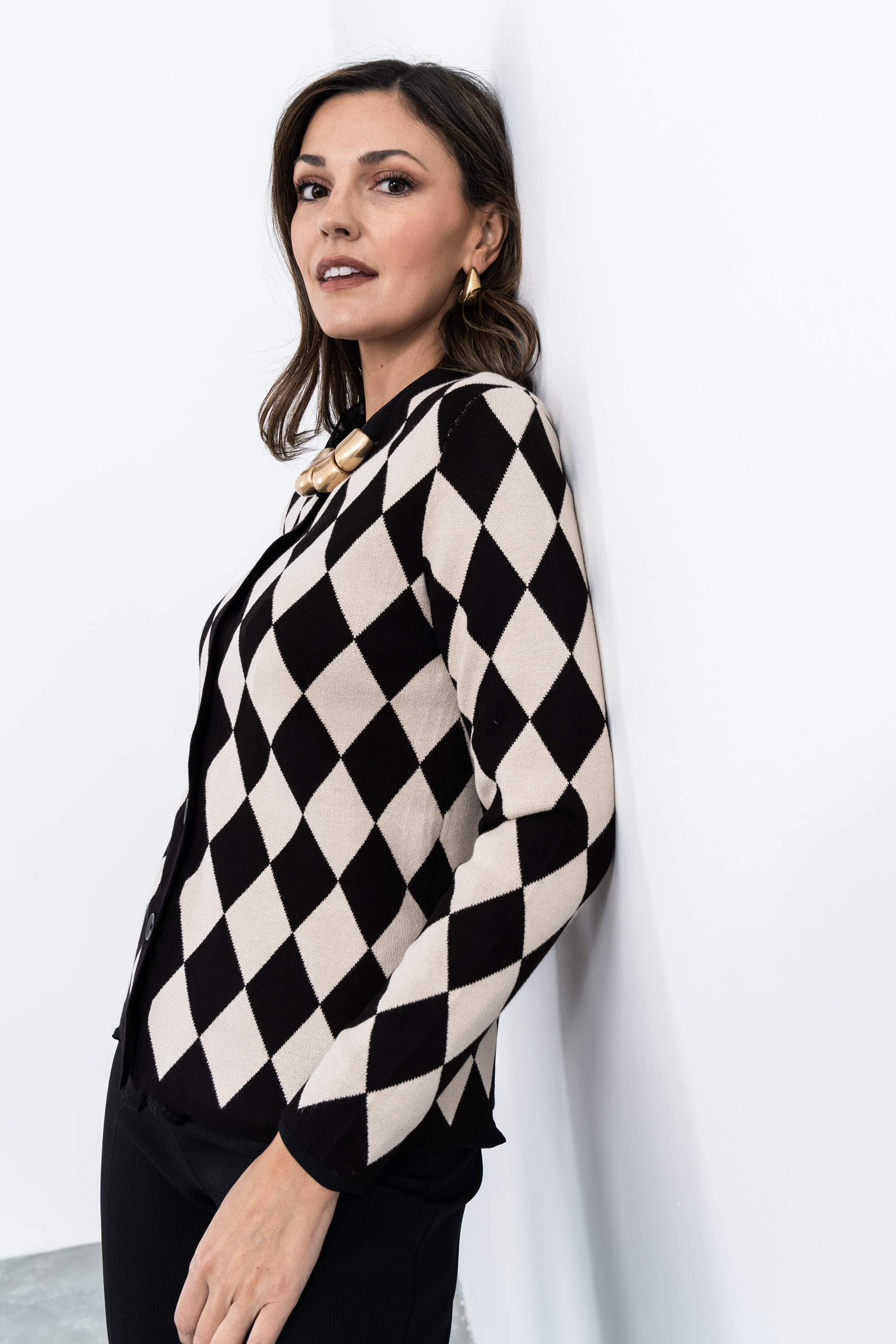 CHAQUETA TODO ROMBOS NEGRO - Imagen 2