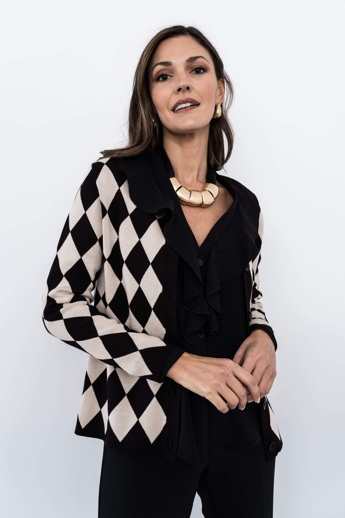CHAQUETA TODO ROMBOS NEGRO - Imagen 4