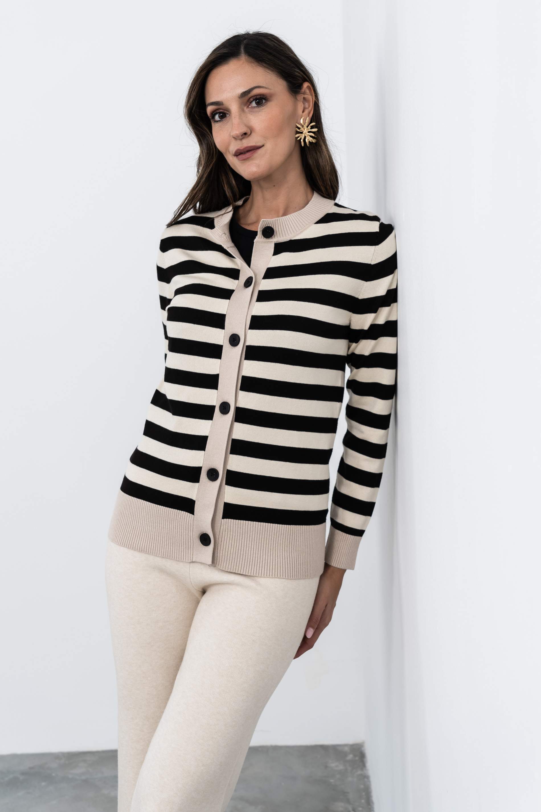 CHAQUETA RAYAS COMBINADA NEGRO - Imagen 10