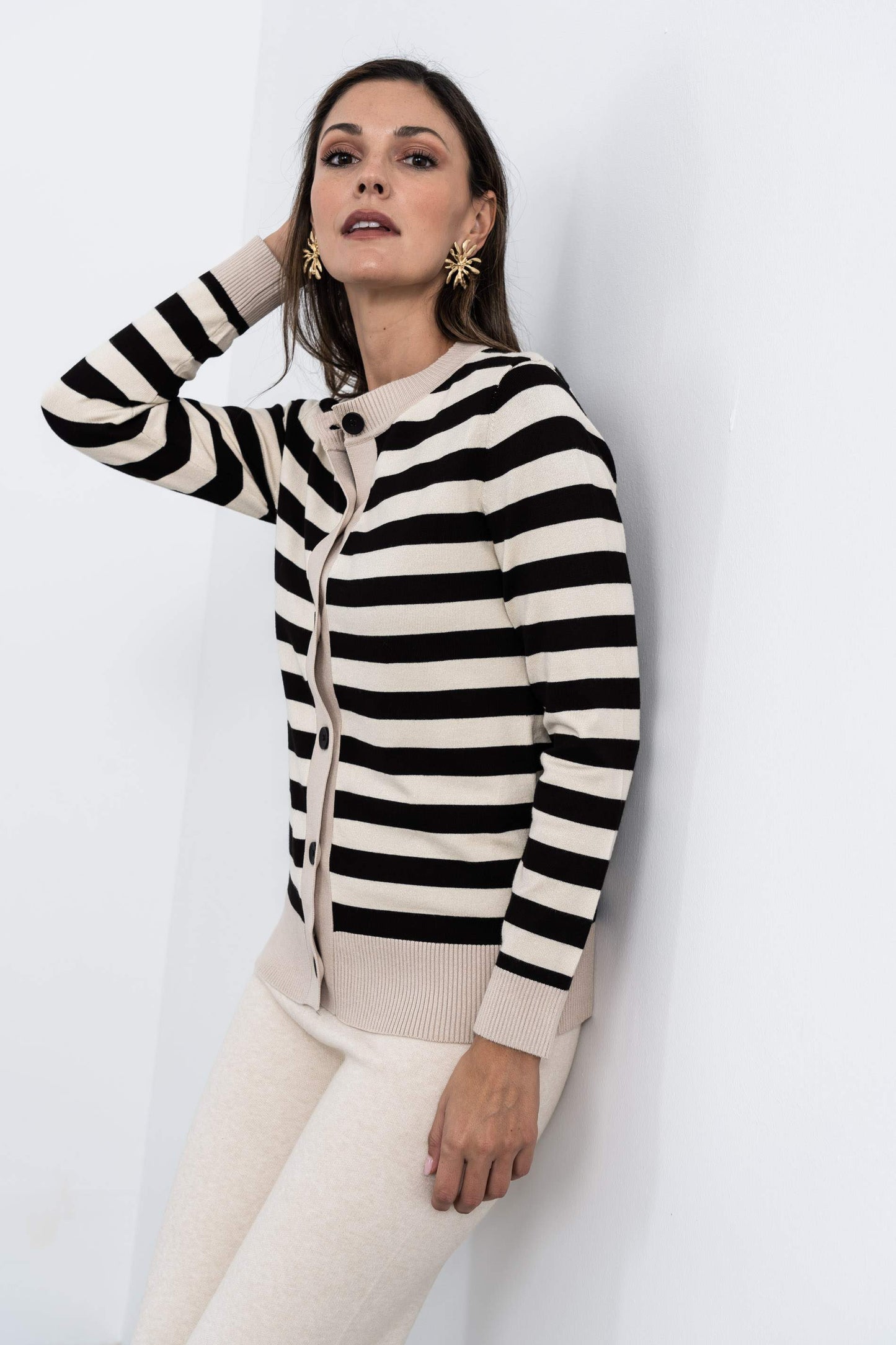 CHAQUETA RAYAS COMBINADA NEGRO - Imagen 2