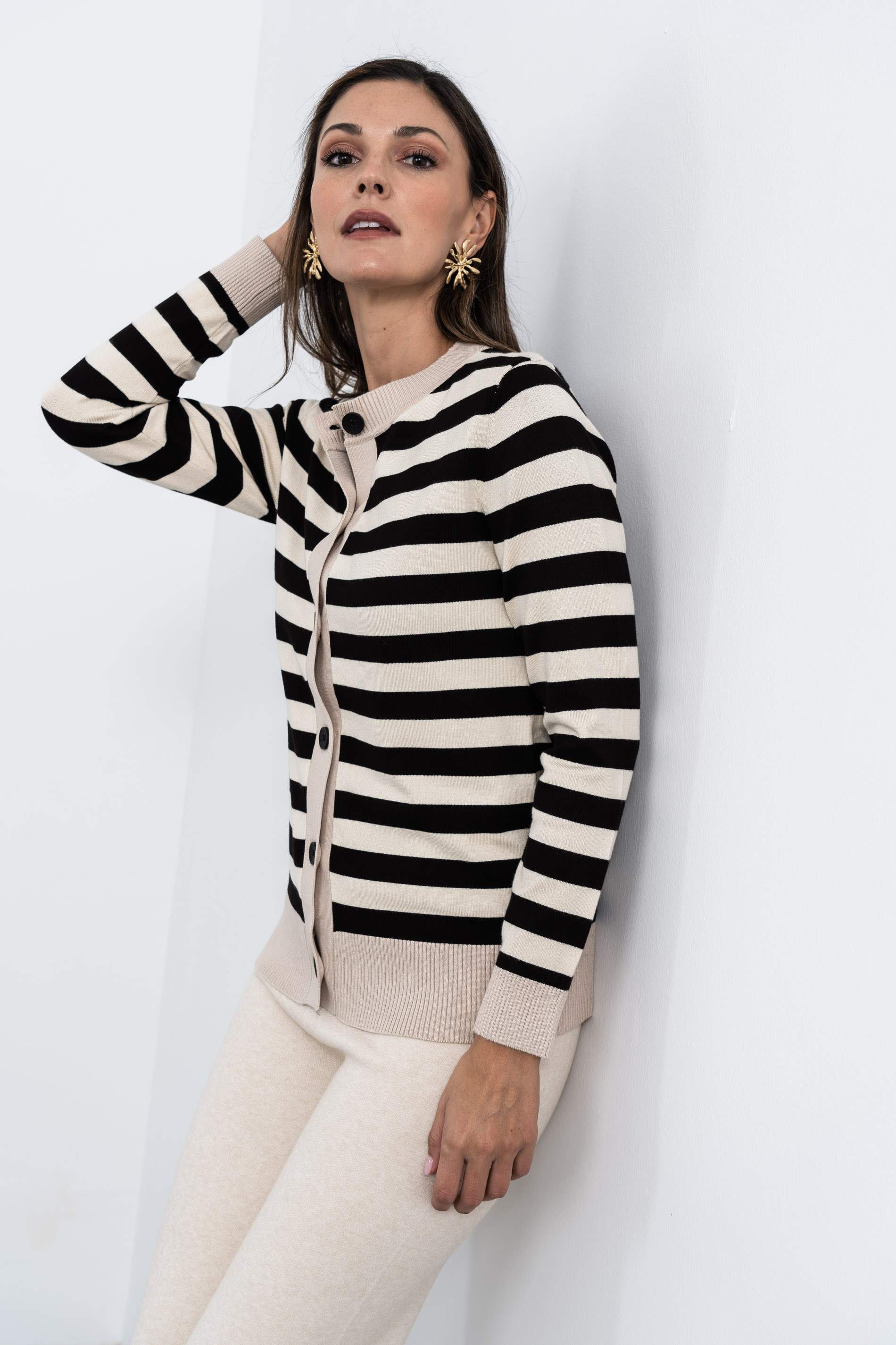CHAQUETA RAYAS COMBINADA NEGRO - Imagen 2