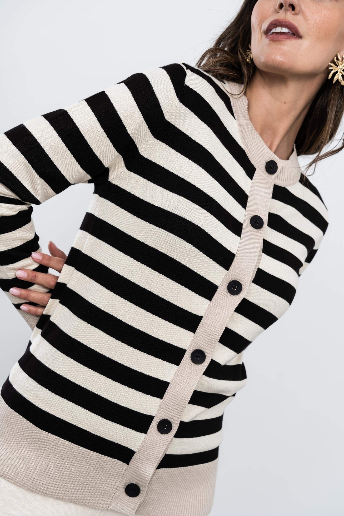 CHAQUETA RAYAS COMBINADA NEGRO - Imagen 5
