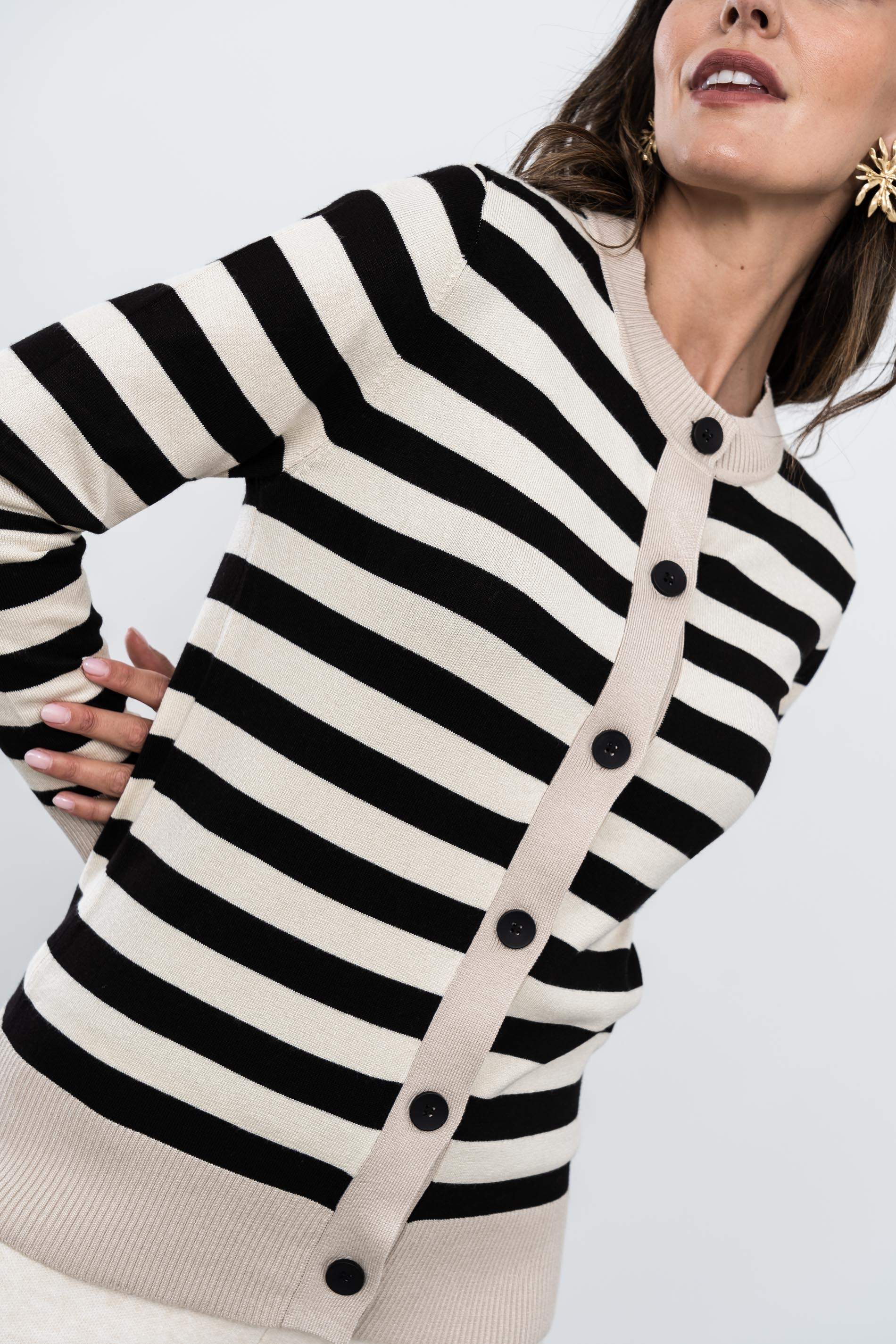 CHAQUETA RAYAS COMBINADA NEGRO - Imagen 5