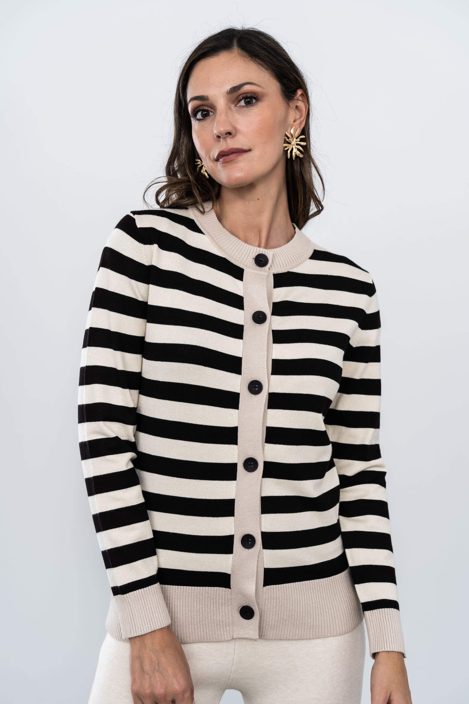 CHAQUETA RAYAS COMBINADA NEGRO - Imagen 6