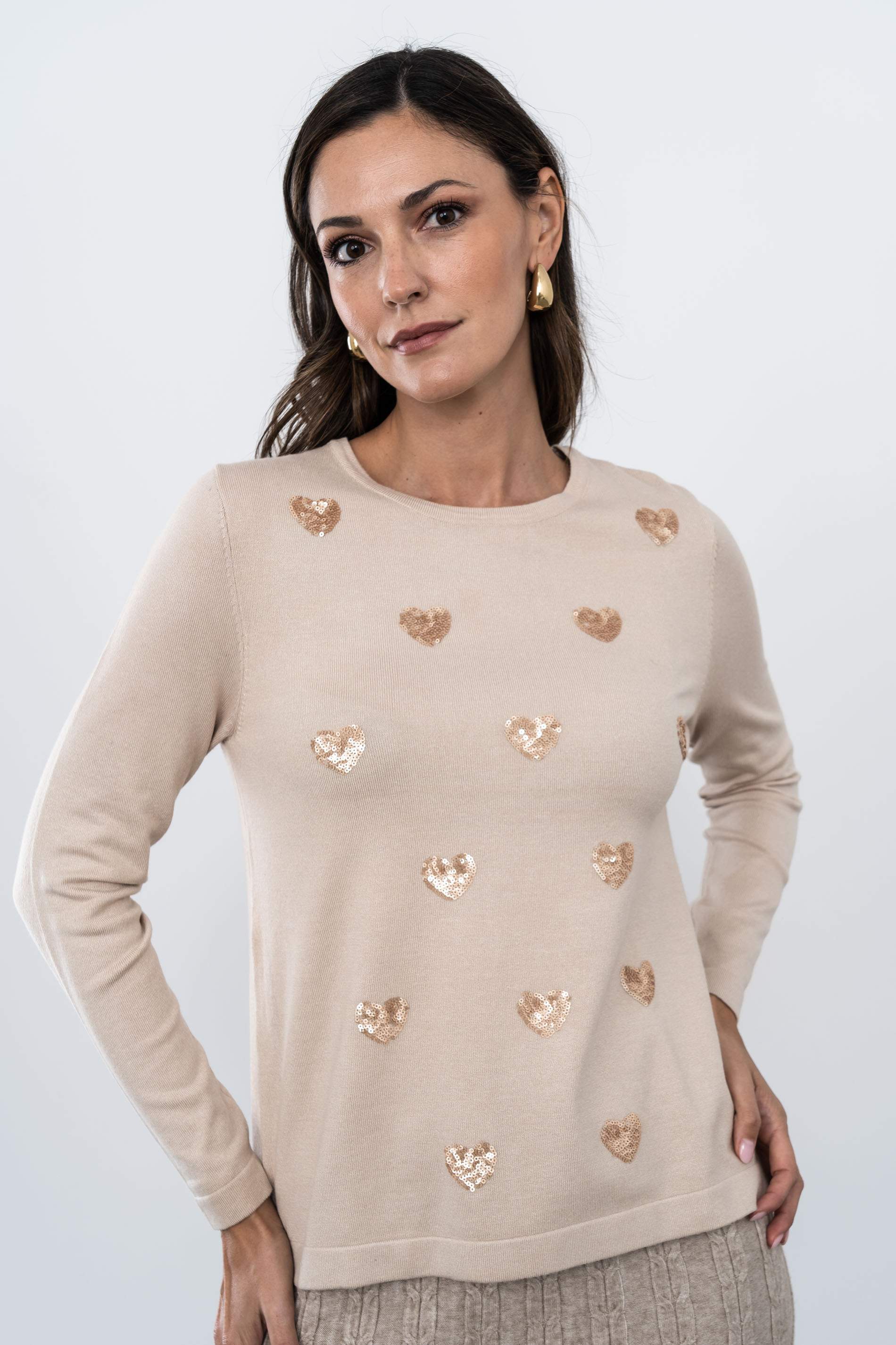 JERSEY CORAZONES LENTEJUELAS ARENA - Imagen 7