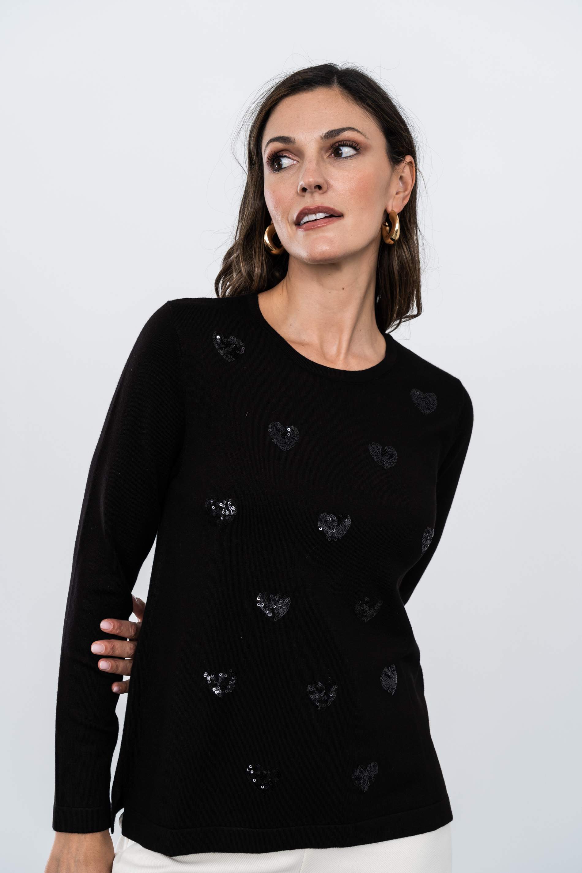 JERSEY CORAZONES LENTEJUELAS NEGRO - Imagen 2