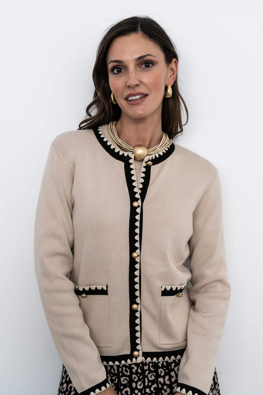 CHAQUETA VIVO CONTRASTE ARENA