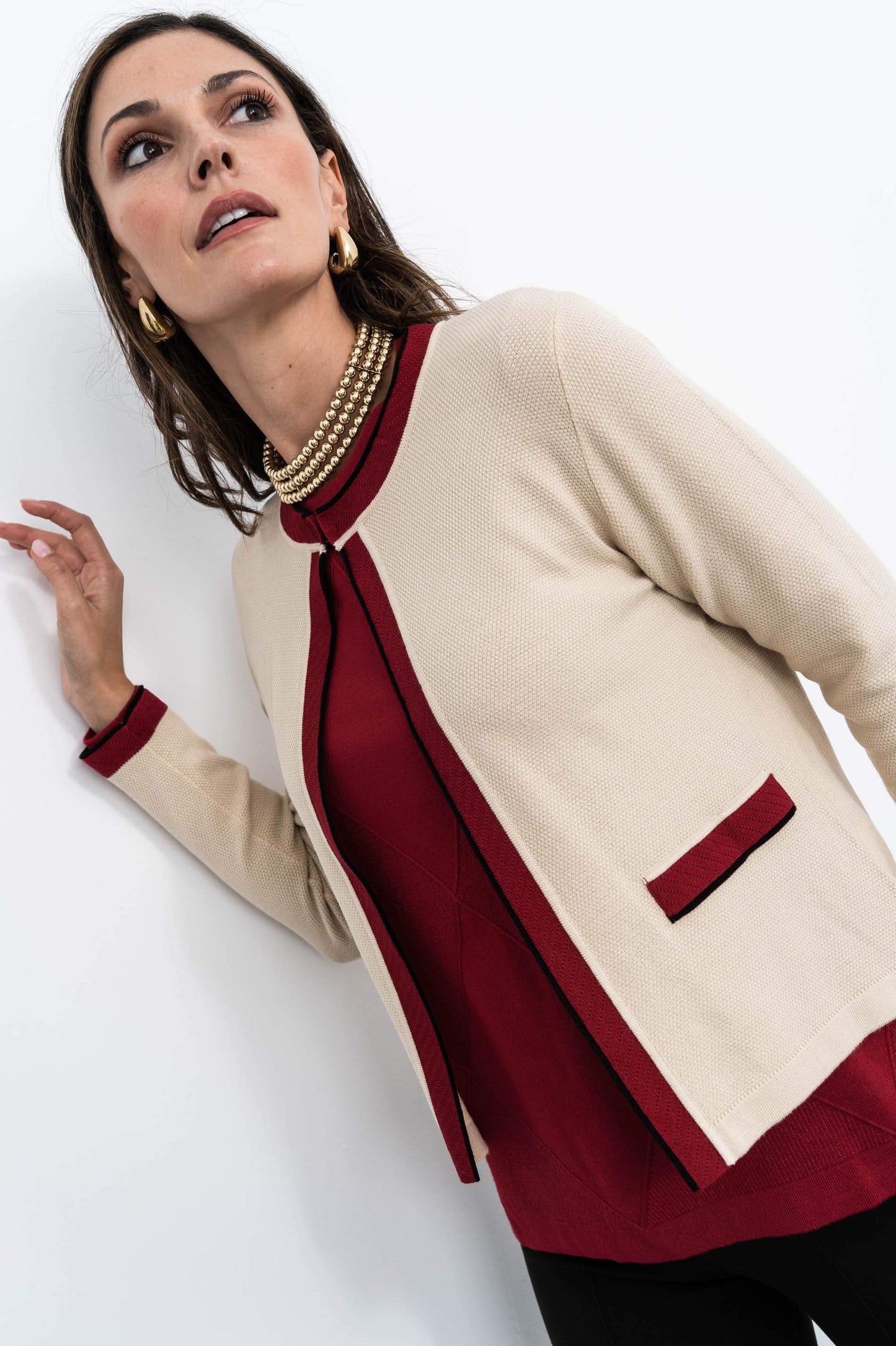 CHAQUETA VIVOS COMBINADOS PIEDRA - Imagen 6