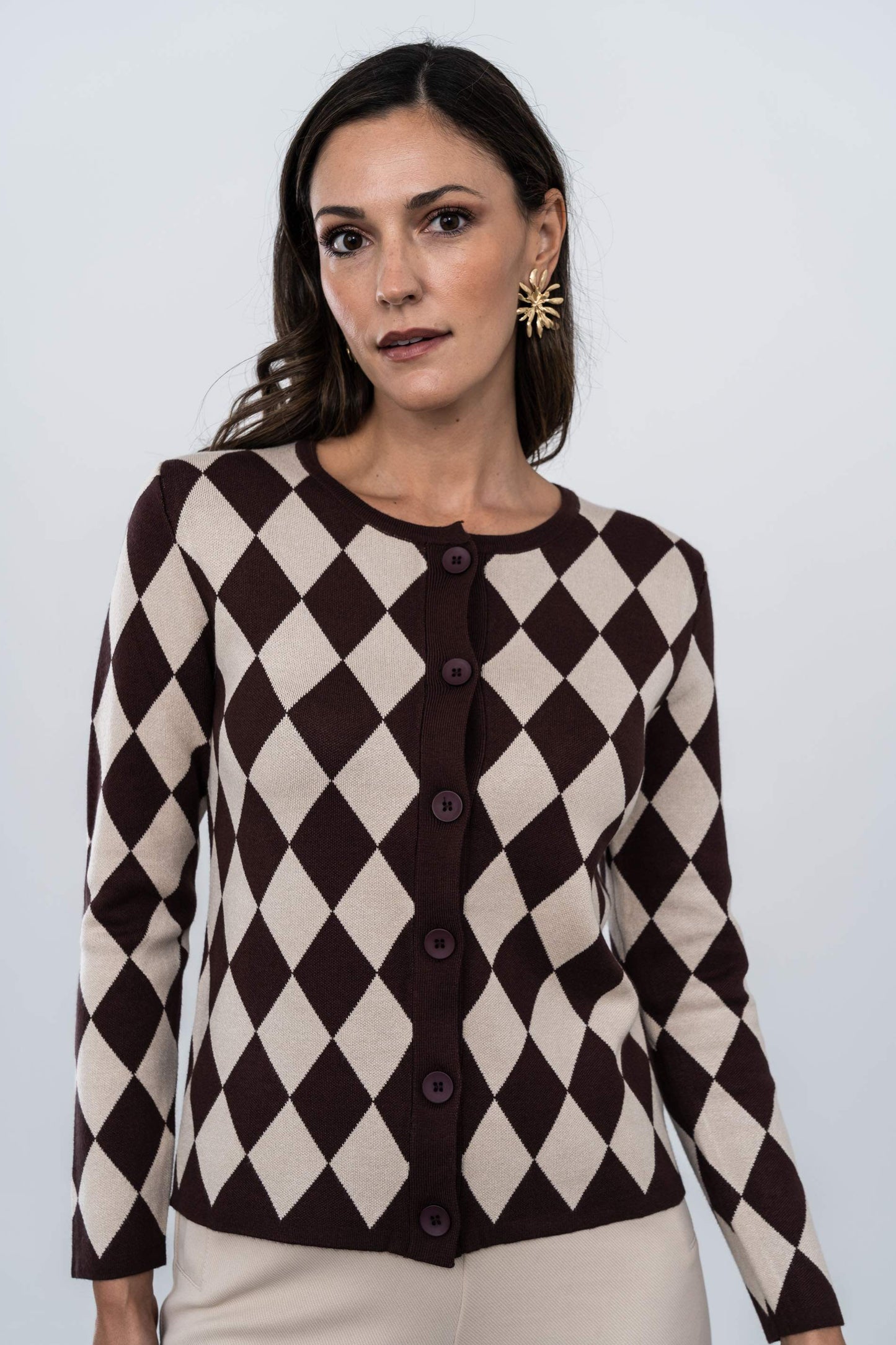 CHAQUETA TODO ROMBOS CHOCOLATE - Imagen 2