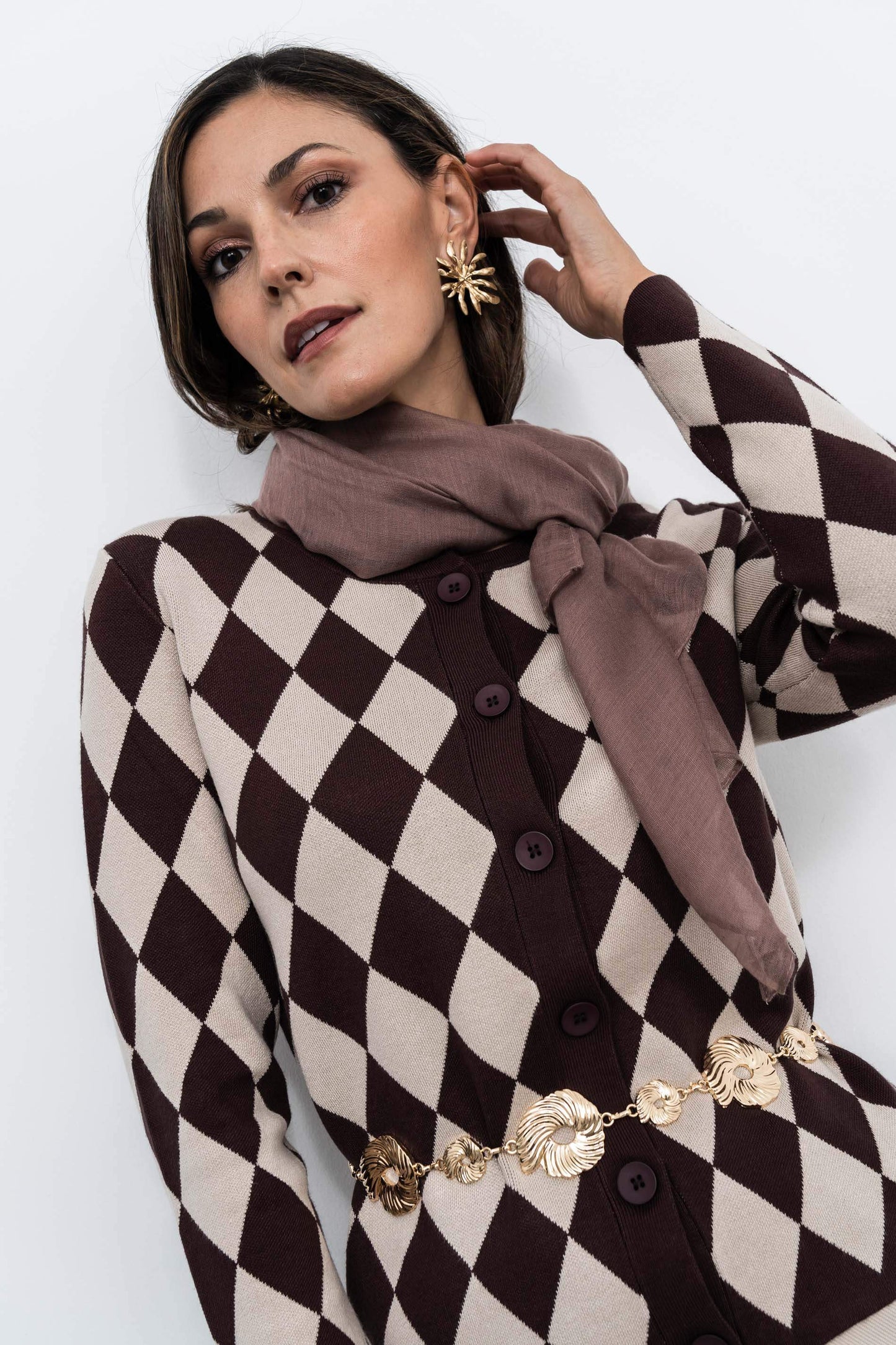 CHAQUETA TODO ROMBOS CHOCOLATE - Imagen 4