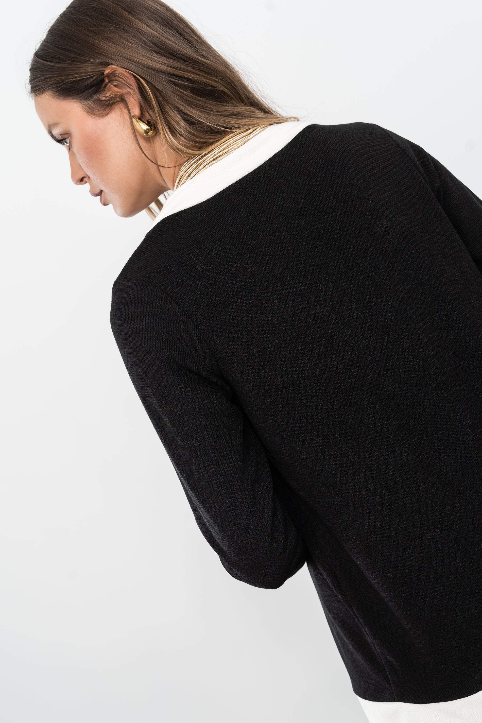 CHAQUETA PUNTO TEXTURA BICOLOR NEGRO - Imagen 4