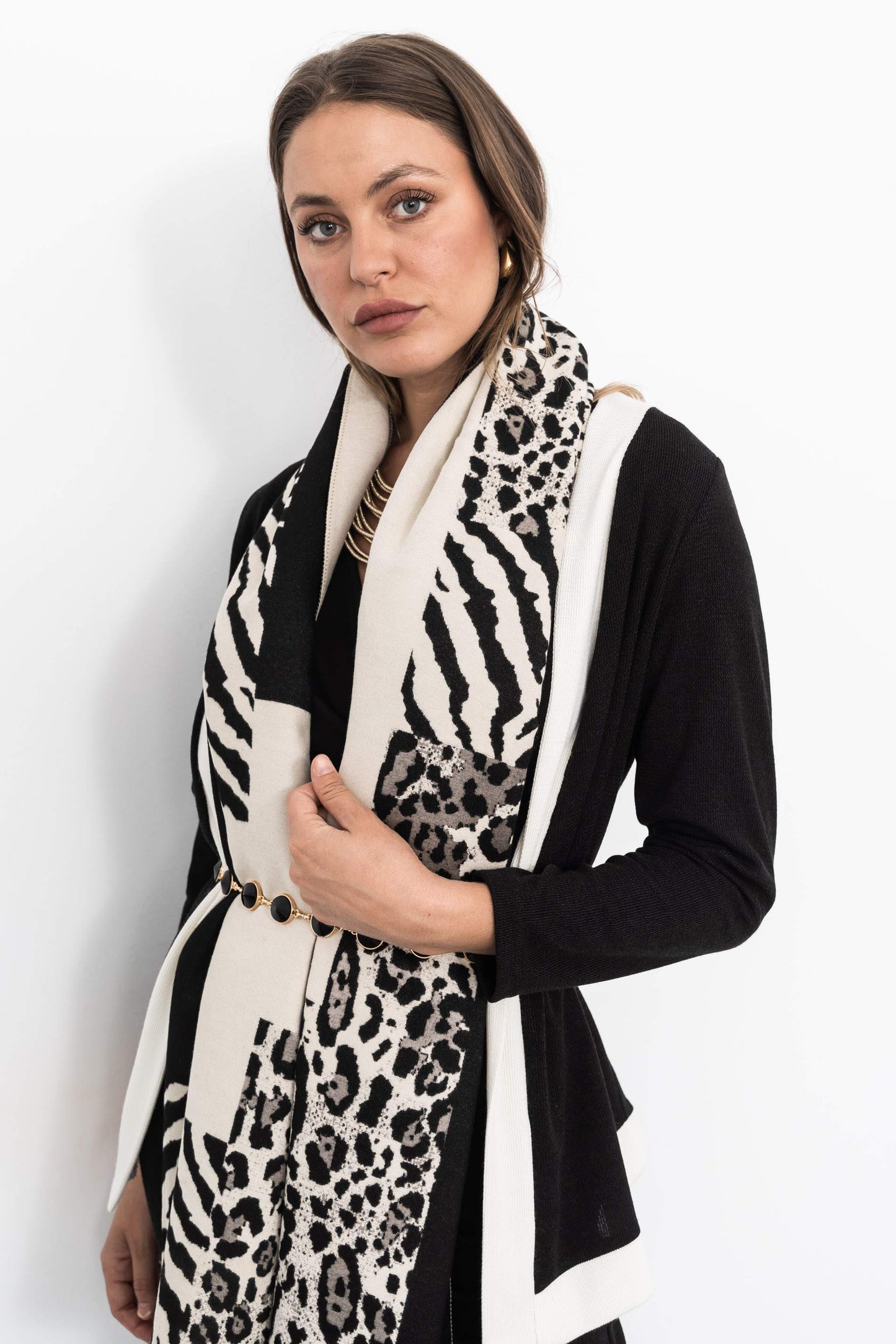 CHAQUETA PUNTO TEXTURA BICOLOR NEGRO - Imagen 6