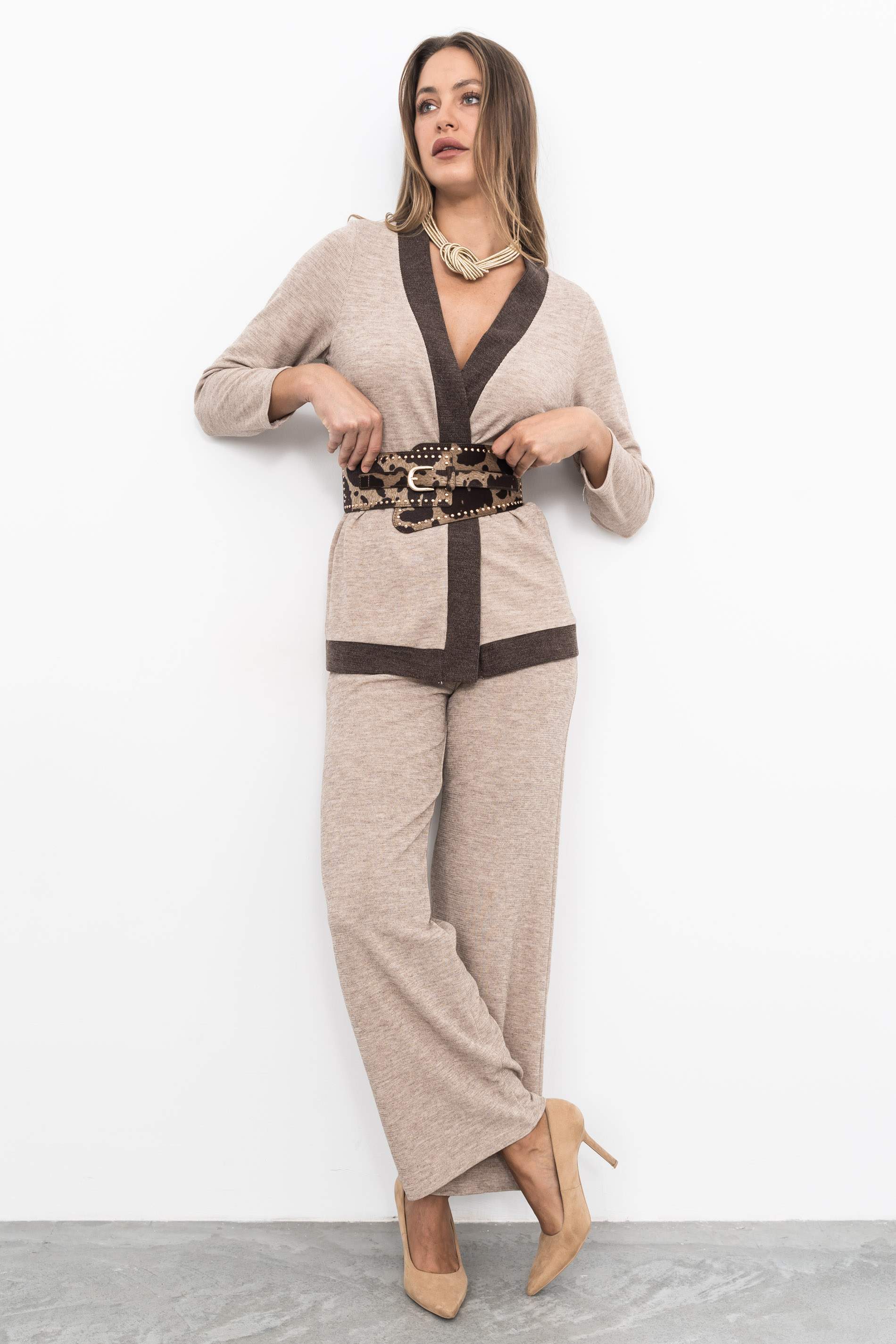 CHAQUETA PUNTO TEXTURA BIOCLOR BEIGE - Imagen 3