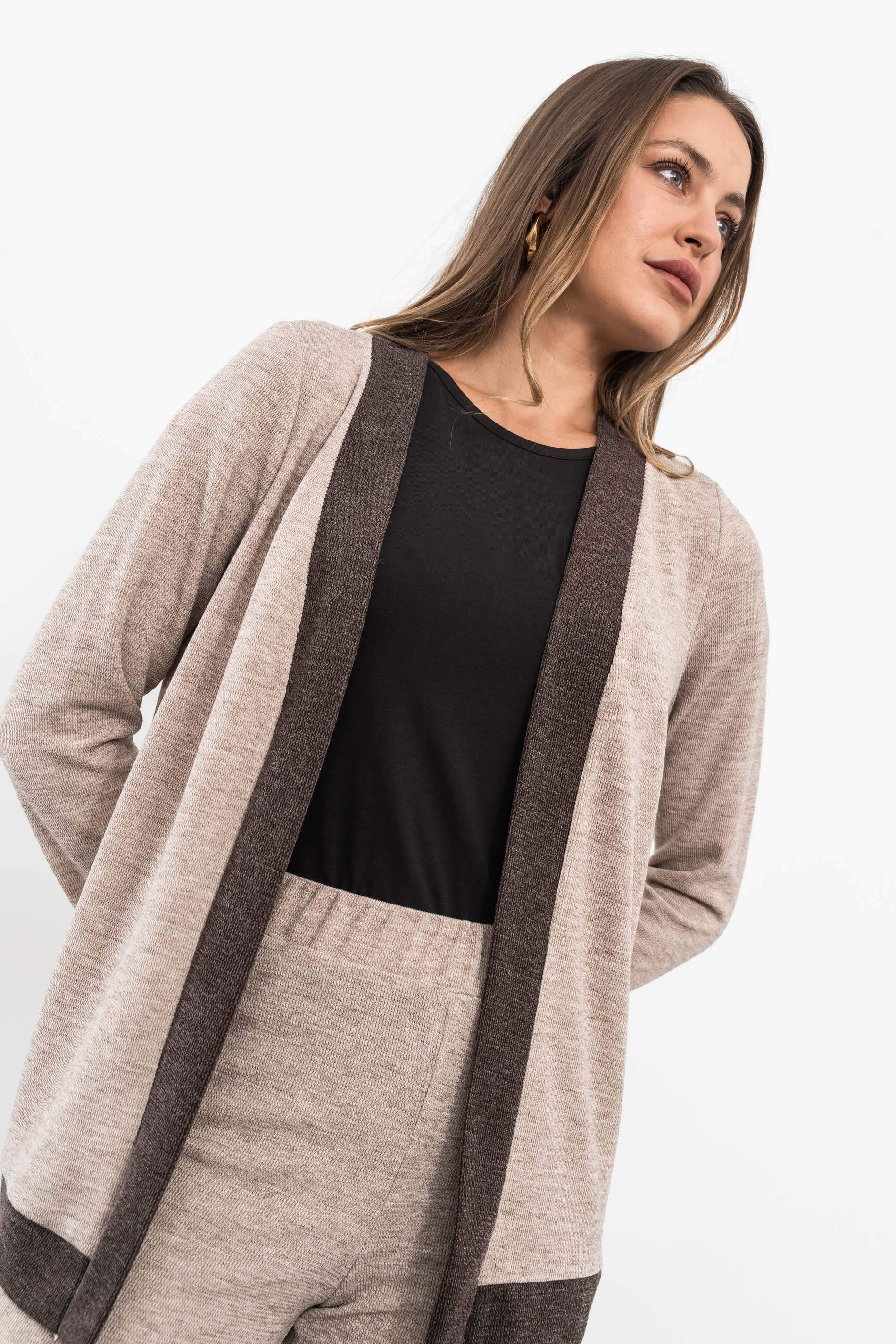 CHAQUETA PUNTO TEXTURA BIOCLOR BEIGE - Imagen 7