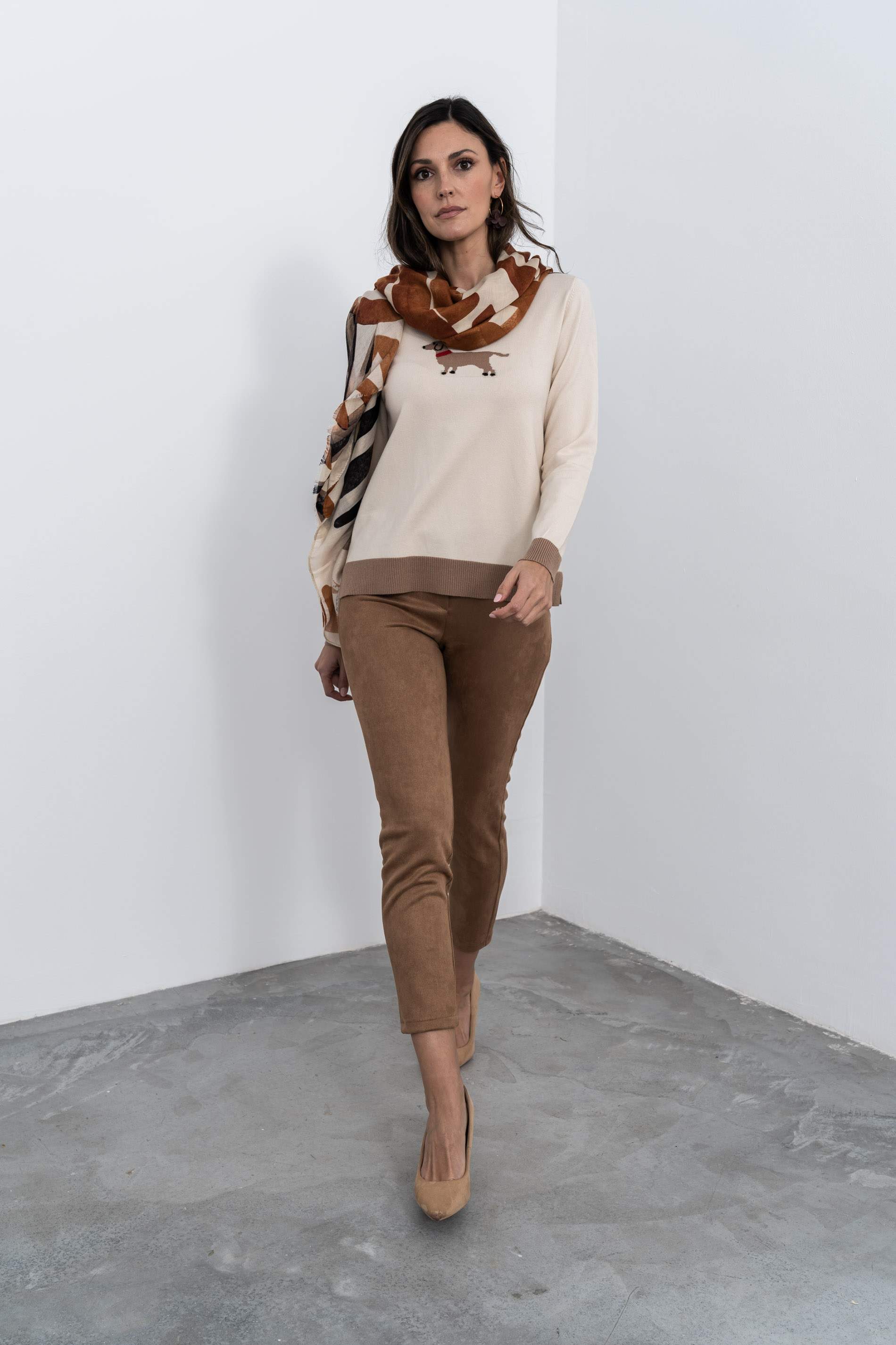 PANTALON PIJAMERO EFECTO ANTE CAMEL