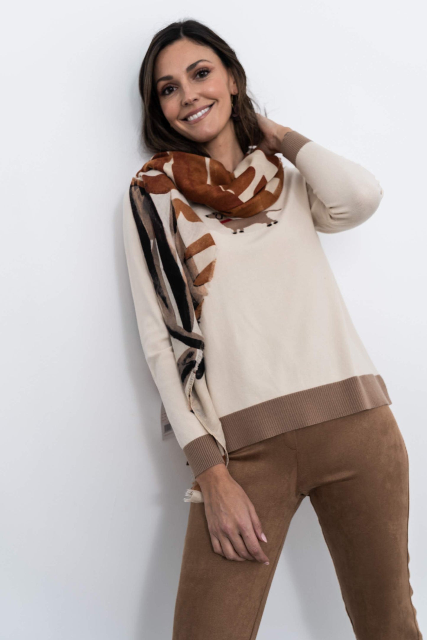 PANTALON PIJAMERO EFECTO ANTE CAMEL - Imagen 2