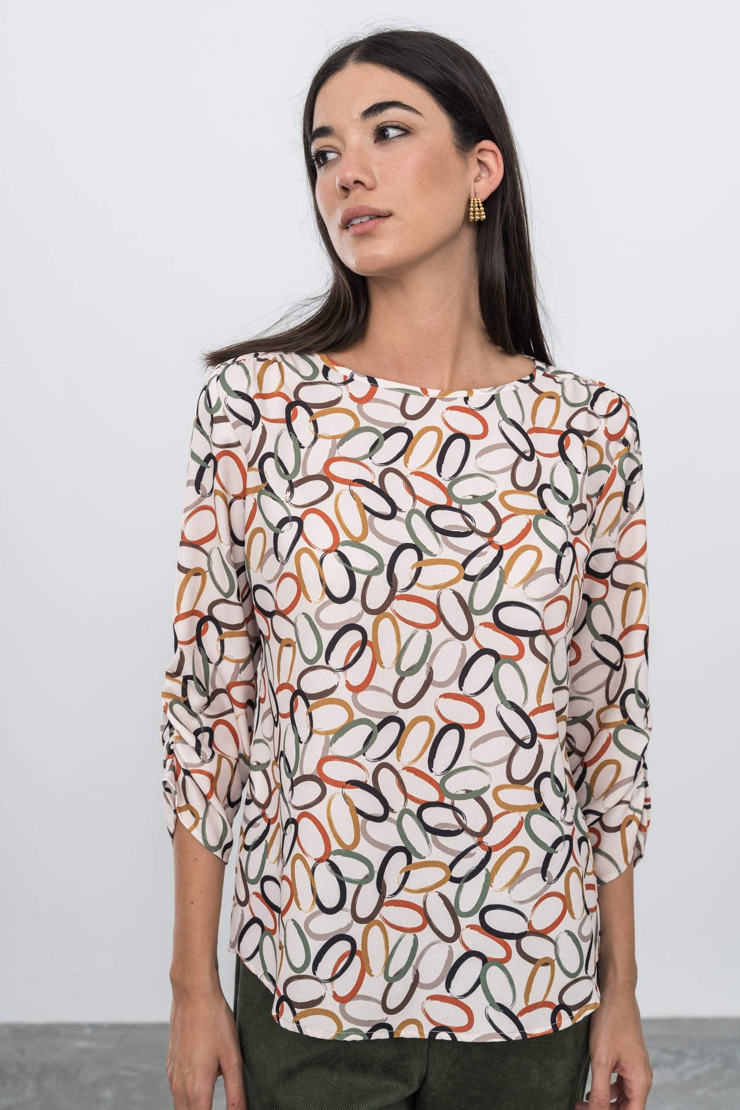 BLUSA PUNO FRUNCIDO CIRCULOS - Imagen 5