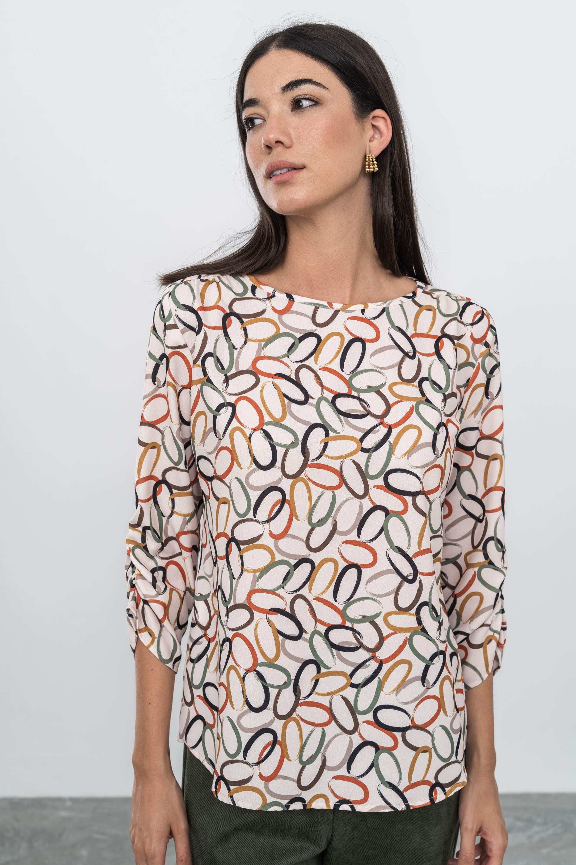 BLUSA PUNO FRUNCIDO CIRCULOS - Imagen 5