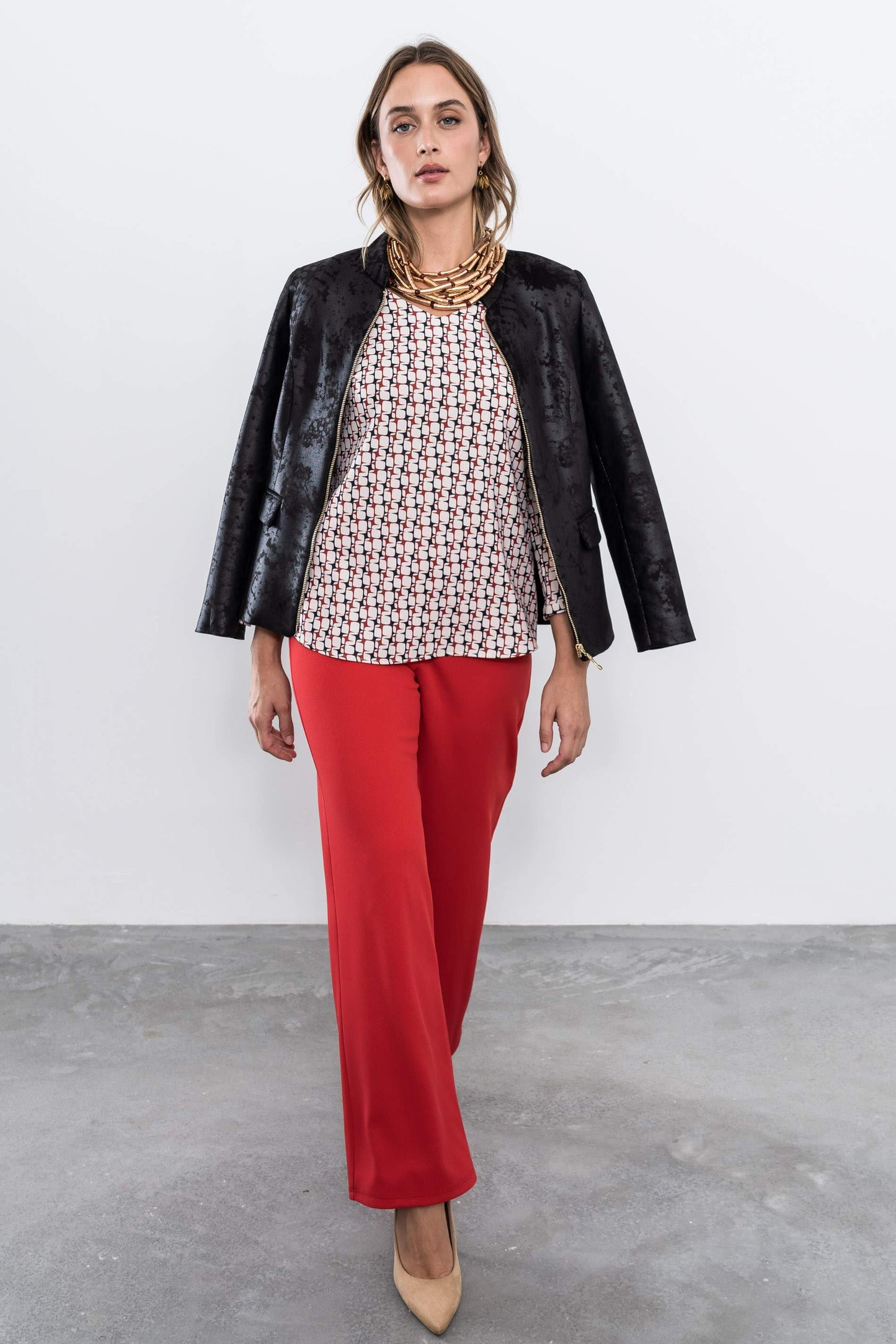 BLUSA GEOMETRICOS CUELLO PICO - Imagen 5