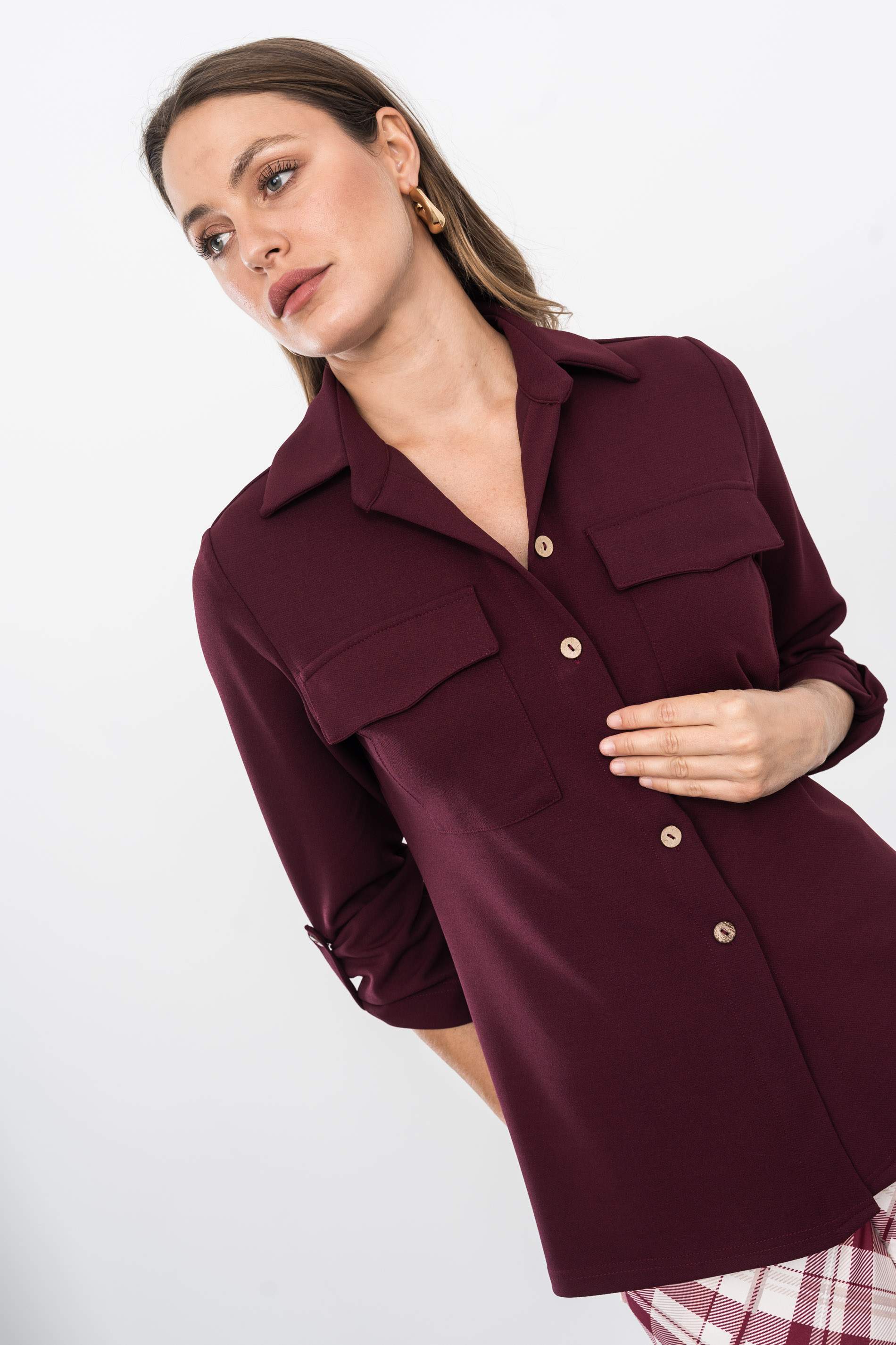 SOBRECAMISA BOLSILLOS GRANATE - Imagen 5