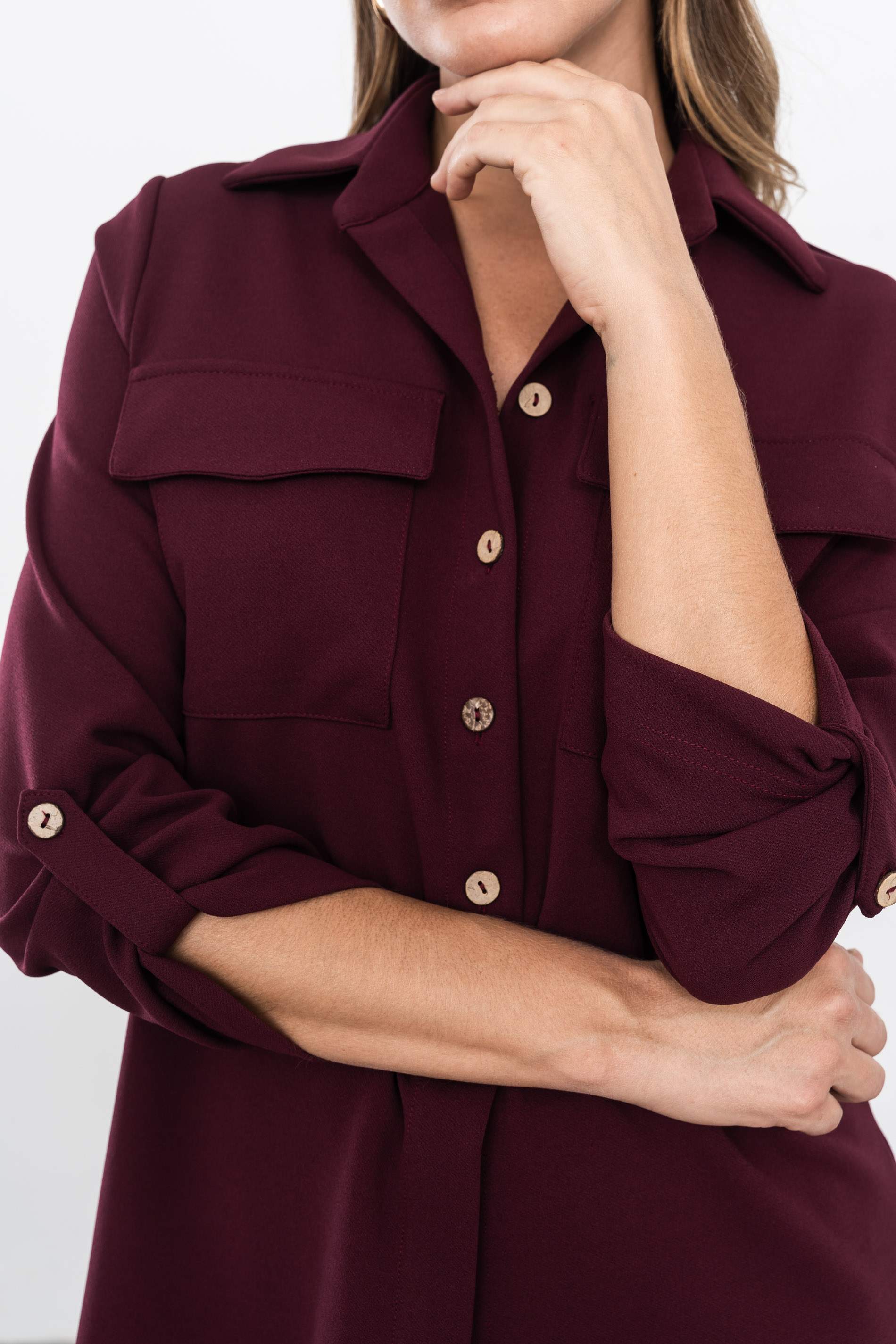 SOBRECAMISA BOLSILLOS GRANATE - Imagen 7