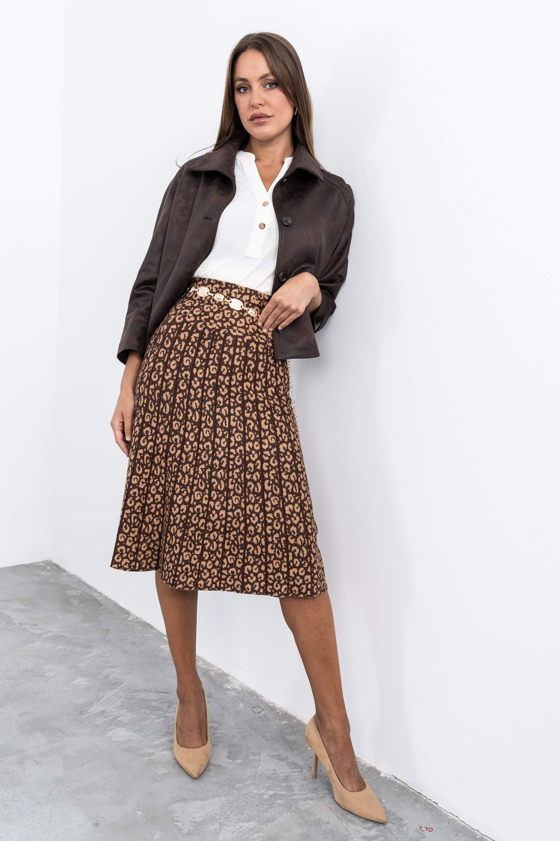 CHAQUETA POLIPIEL BOTONES MARRON