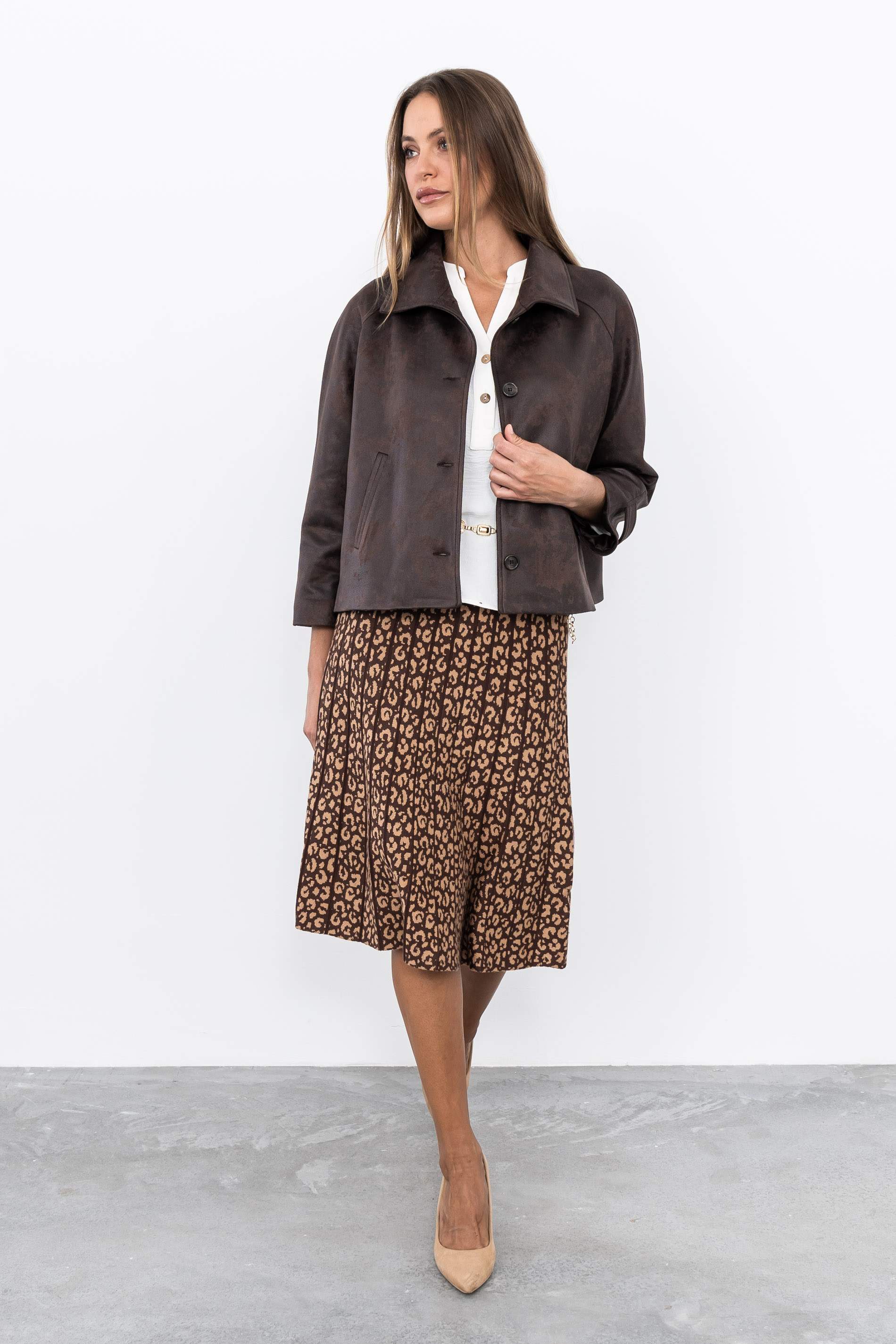 CHAQUETA POLIPIEL BOTONES MARRON - Imagen 7