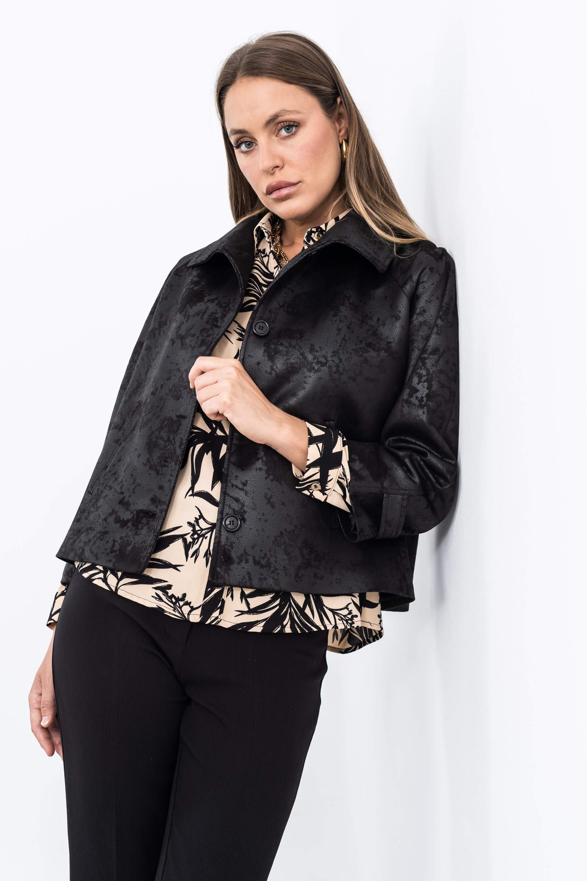 CHAQUETA POLIPIEL BOTONES NEGRO - Imagen 6