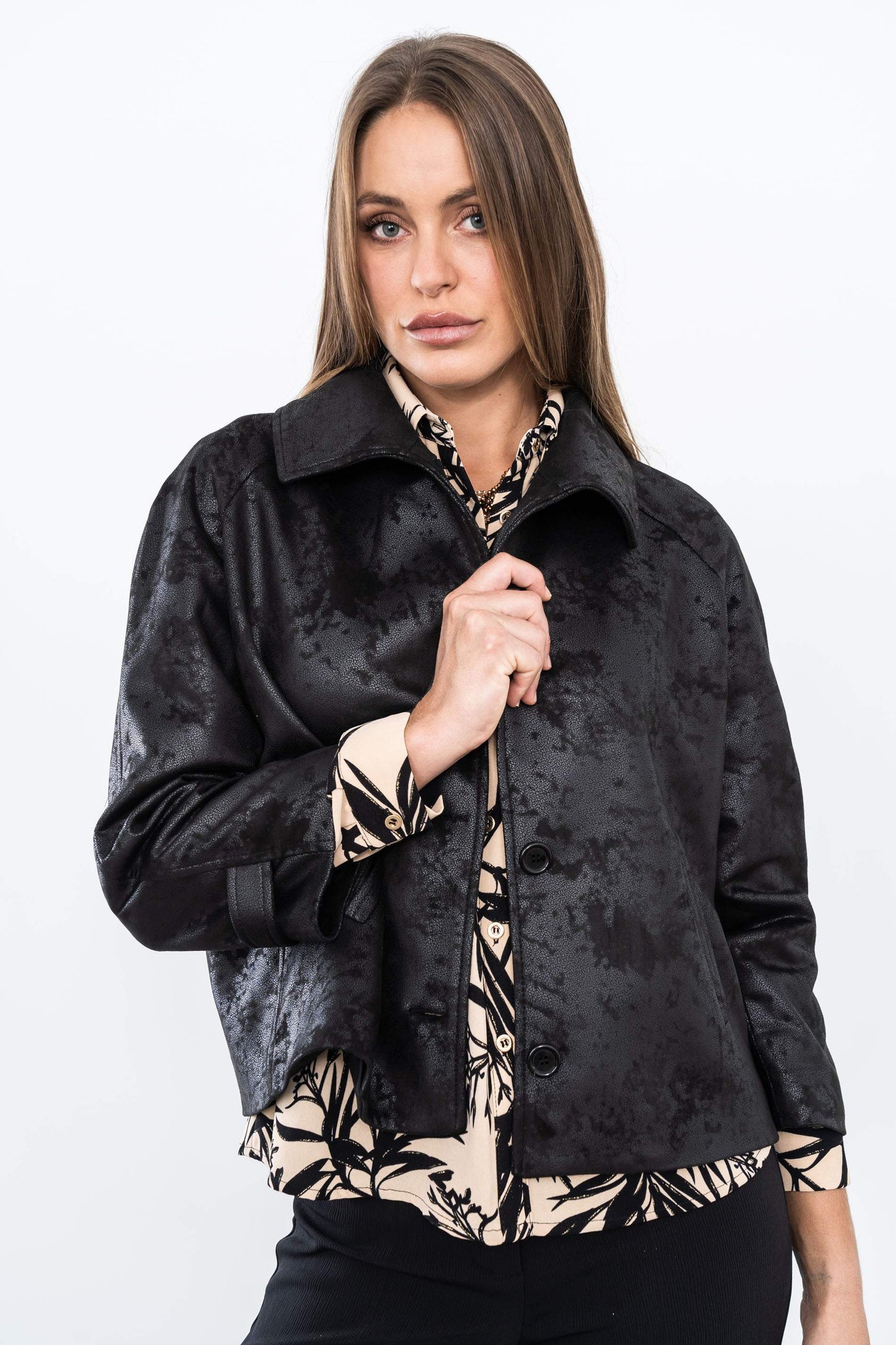 CHAQUETA POLIPIEL BOTONES NEGRO - Imagen 7