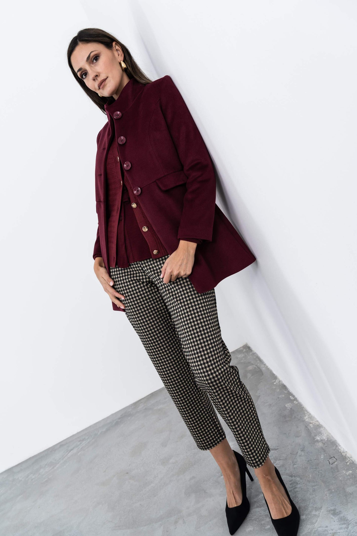 BLUSA VOLANTE MANGA LARGA GRANATE - Imagen 7