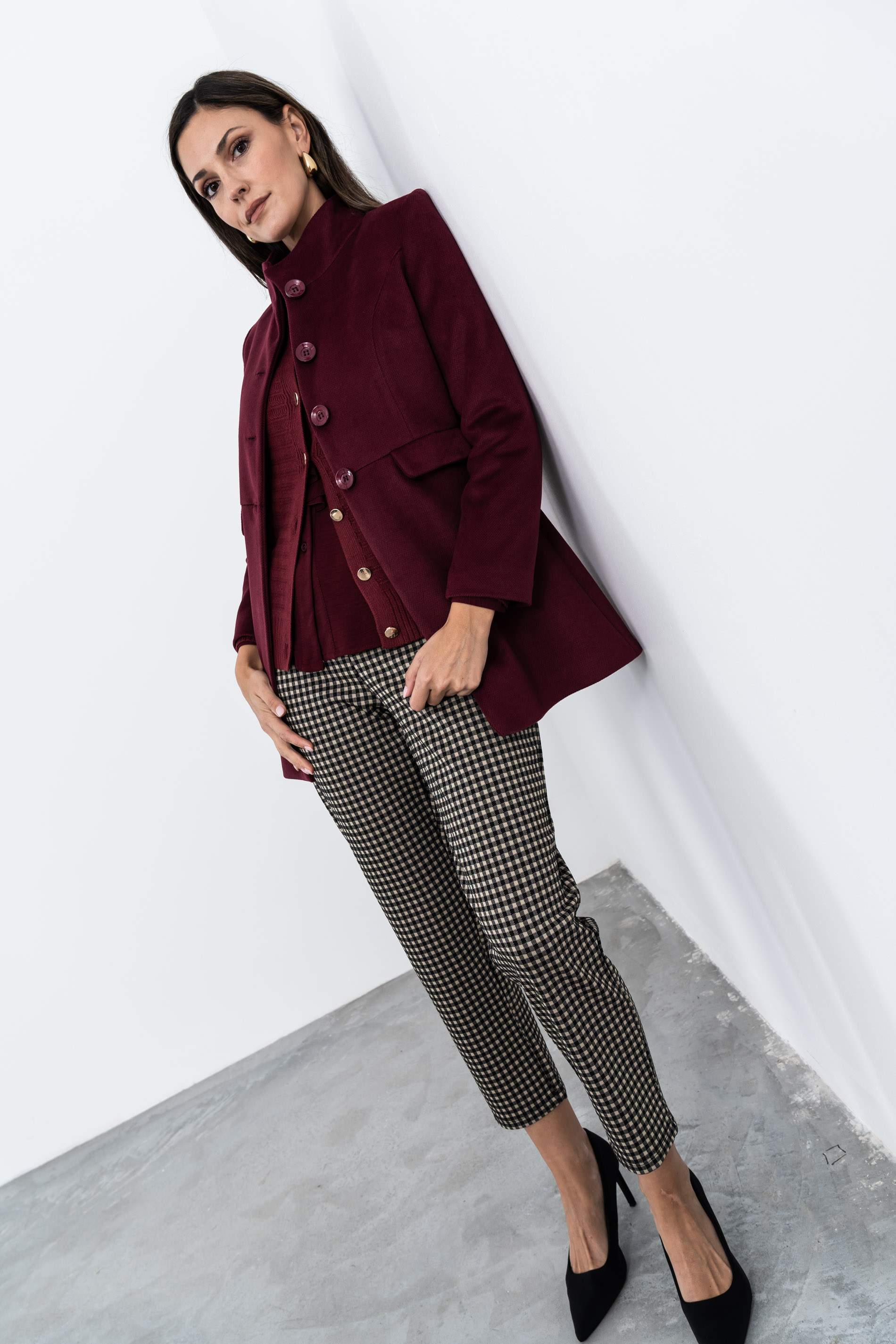 BLUSA VOLANTE MANGA LARGA GRANATE - Imagen 7