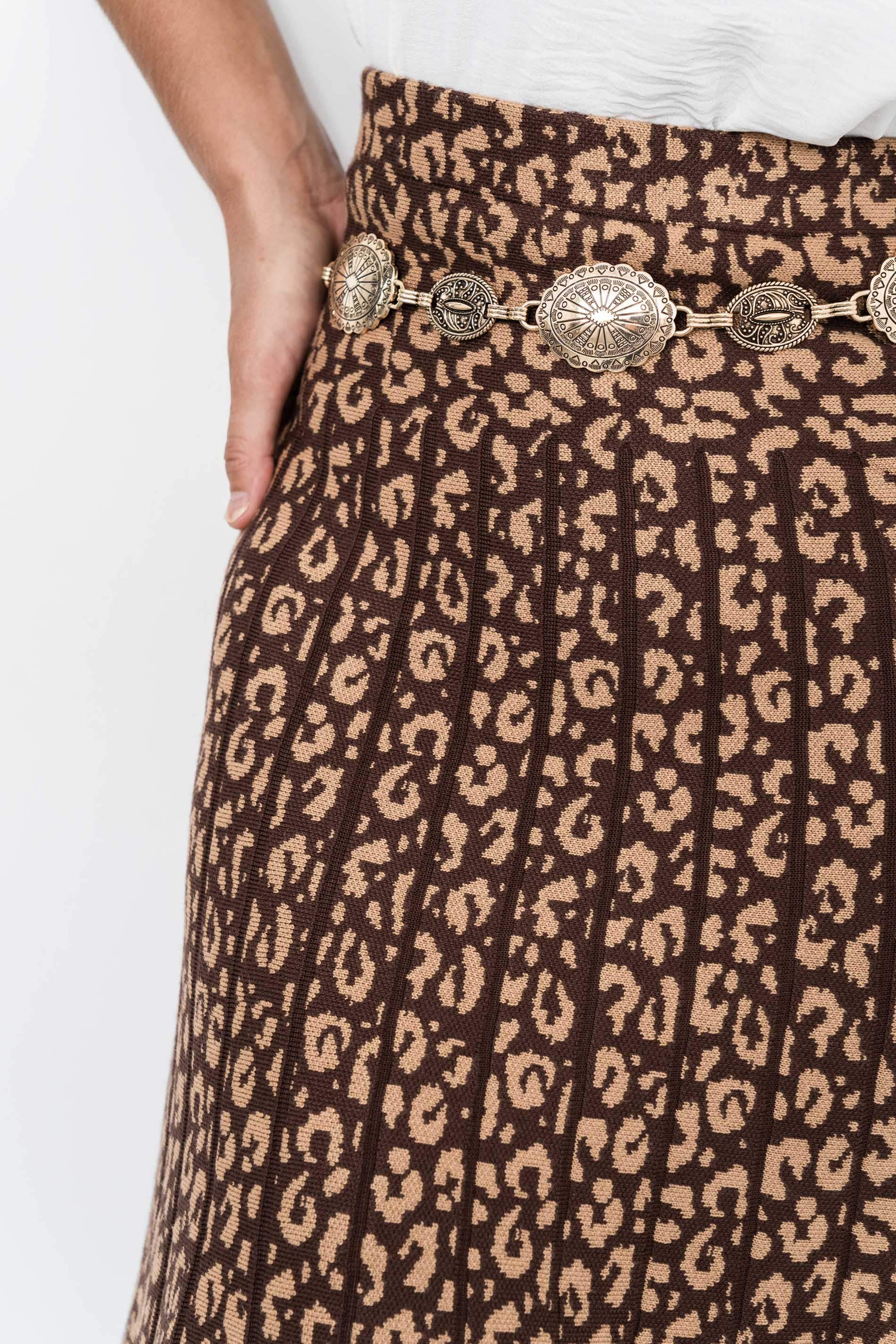 FALDA PLISADA PUNTO ANIMAL MARRON - Imagen 4